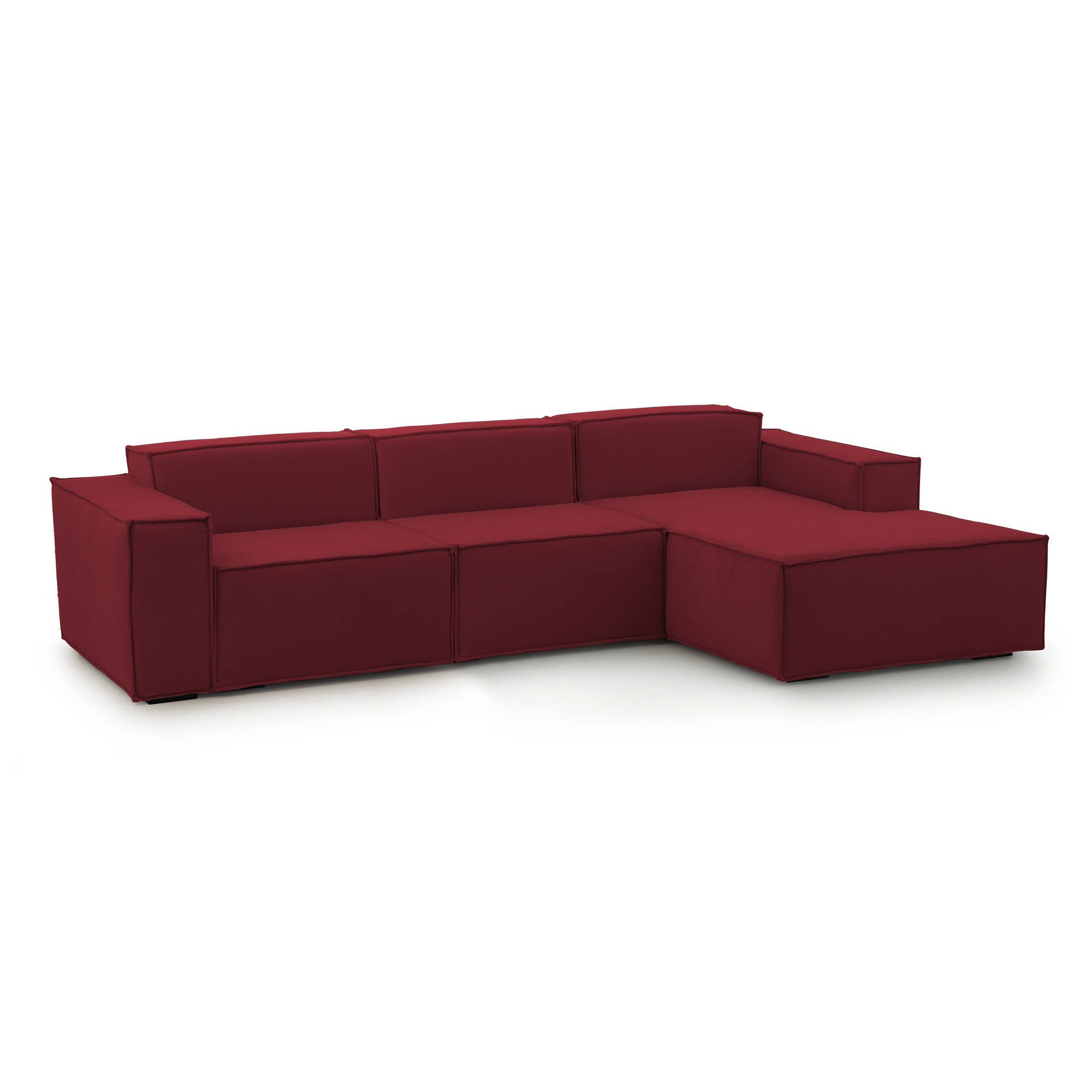 Canapé d'angle 3 places Rouge Tissu Moderne Confort Promotion