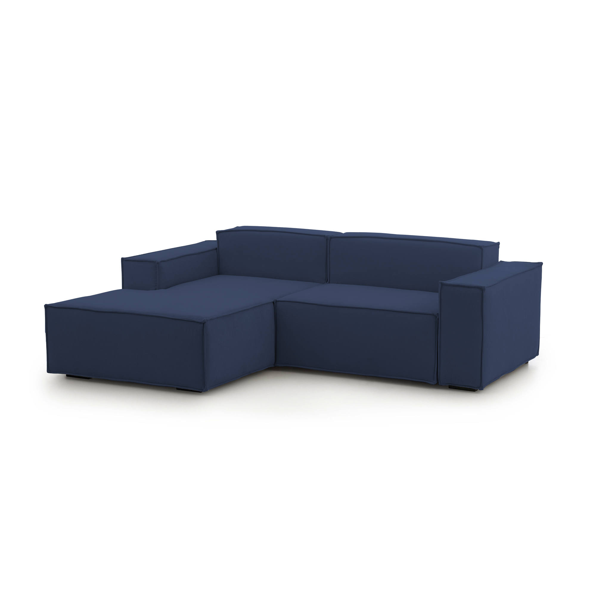 Canapé d'angle 2 places Bleu Tissu Moderne Confort Promotion