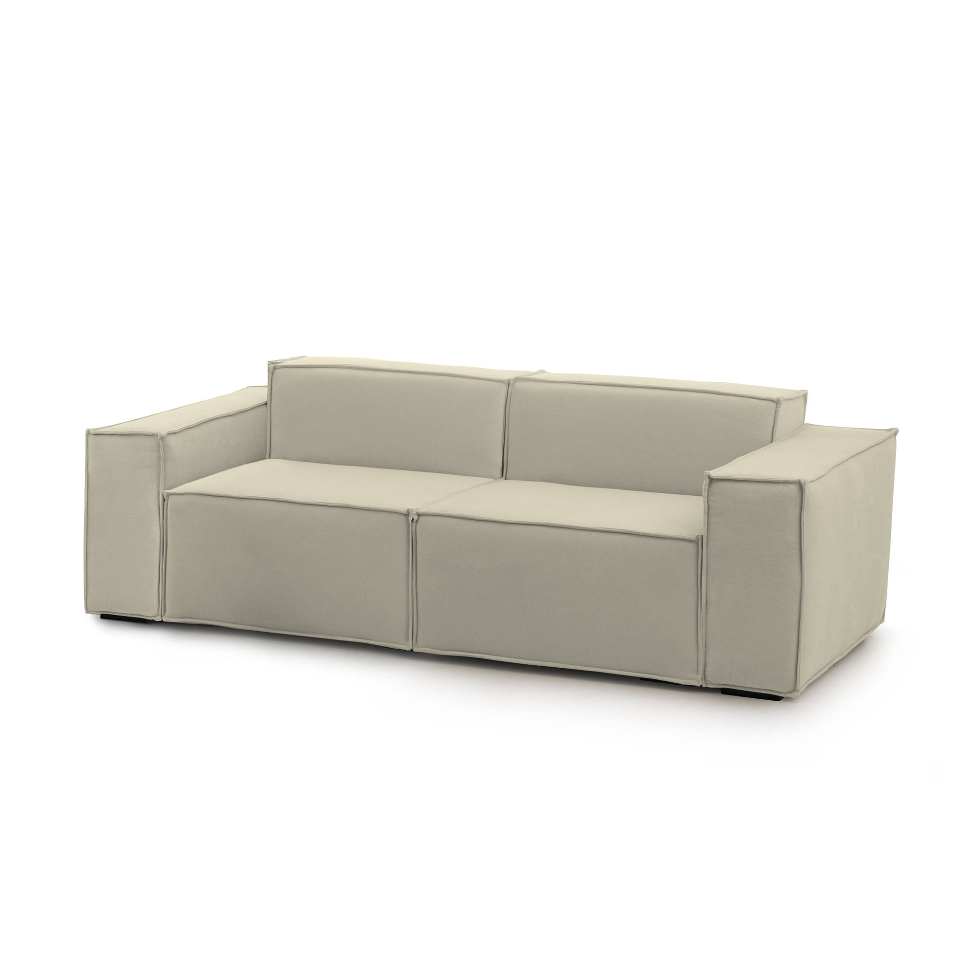 Canapé fixe 2 places en tissu beige 150×95 cm