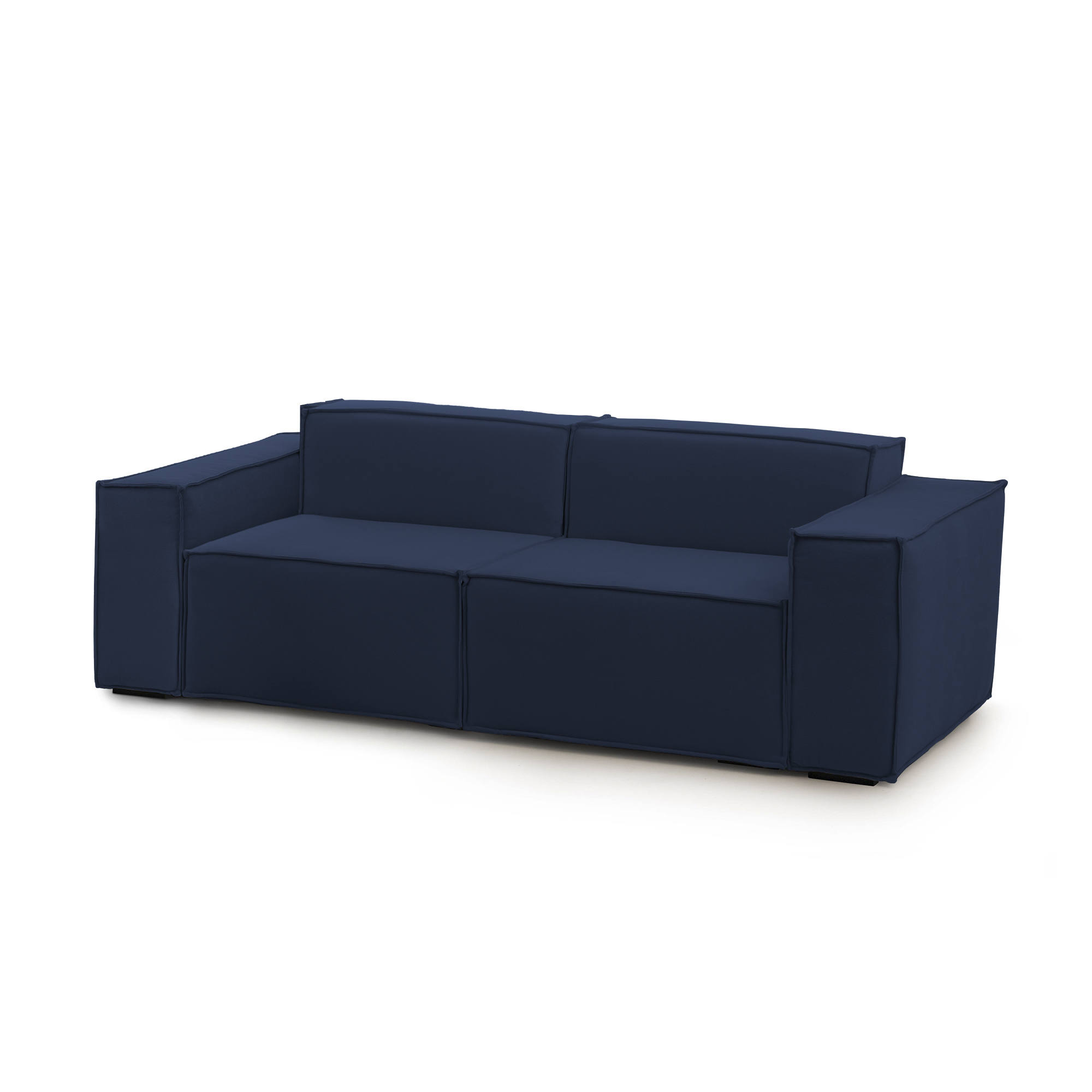 Canapé droit 2 places Bleu Tissu Moderne Confort Promotion