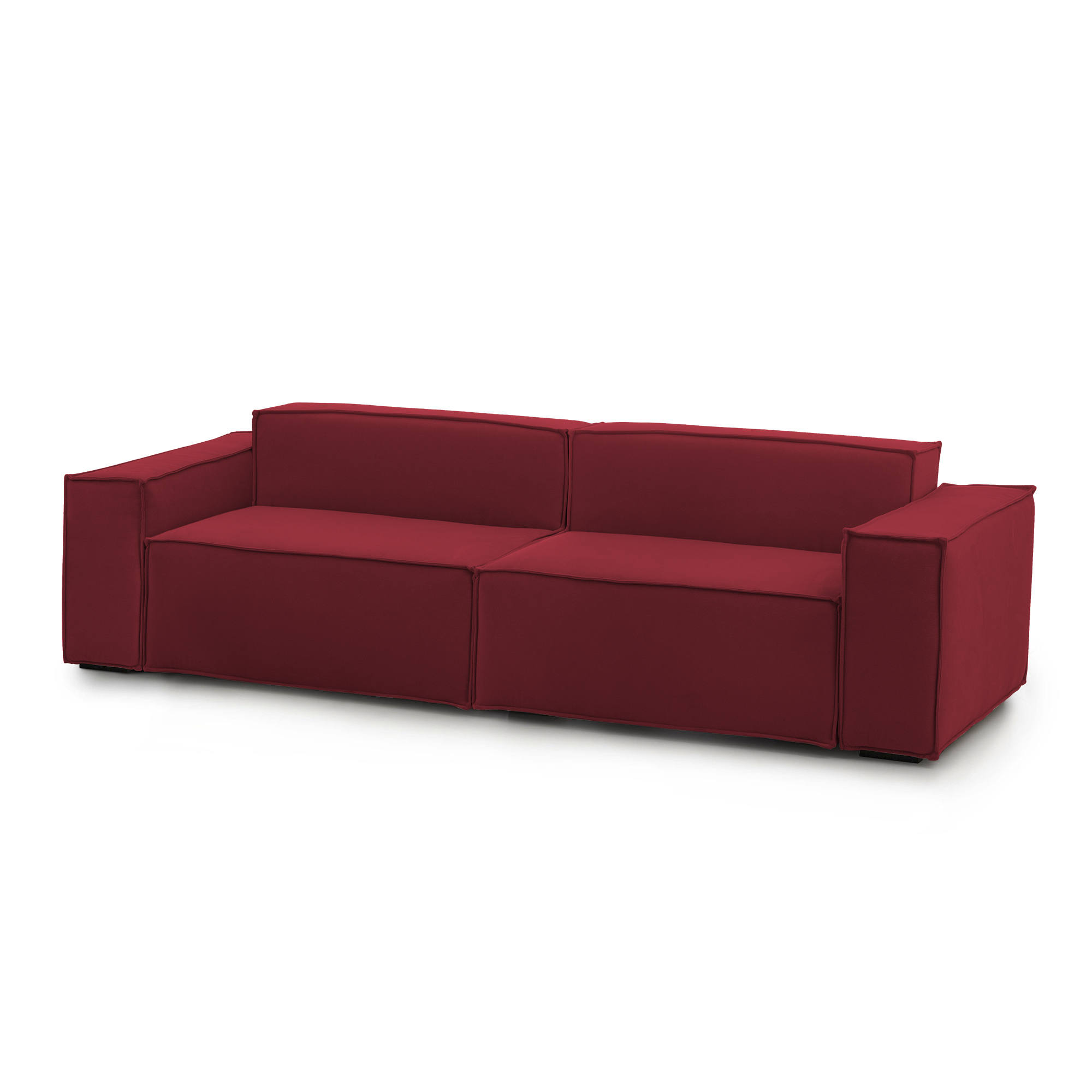 Canapé droit 3 places Rouge Tissu Moderne Confort Promotion