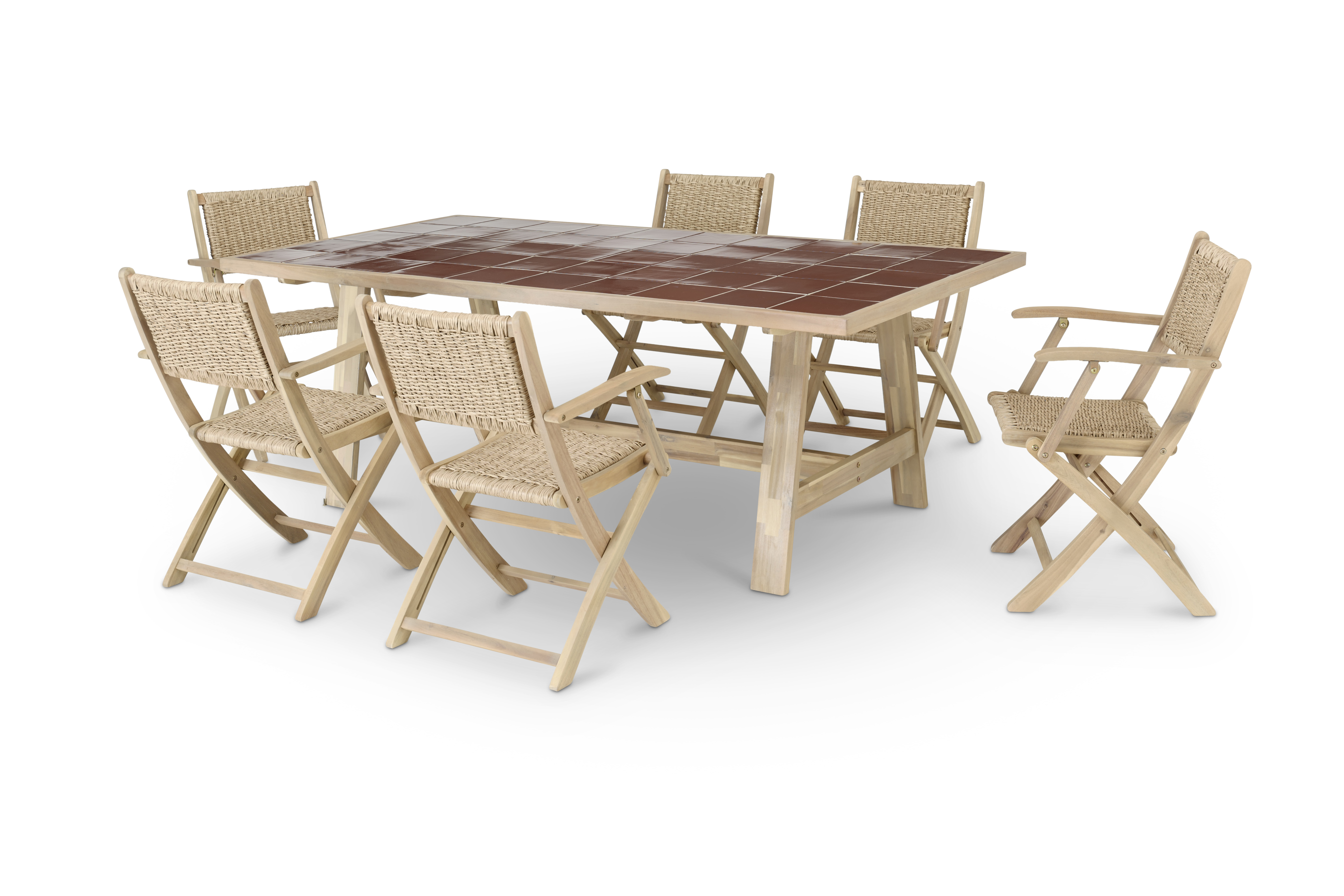 Ensemble table céramique terre cuite 205x105 et 6 chaises