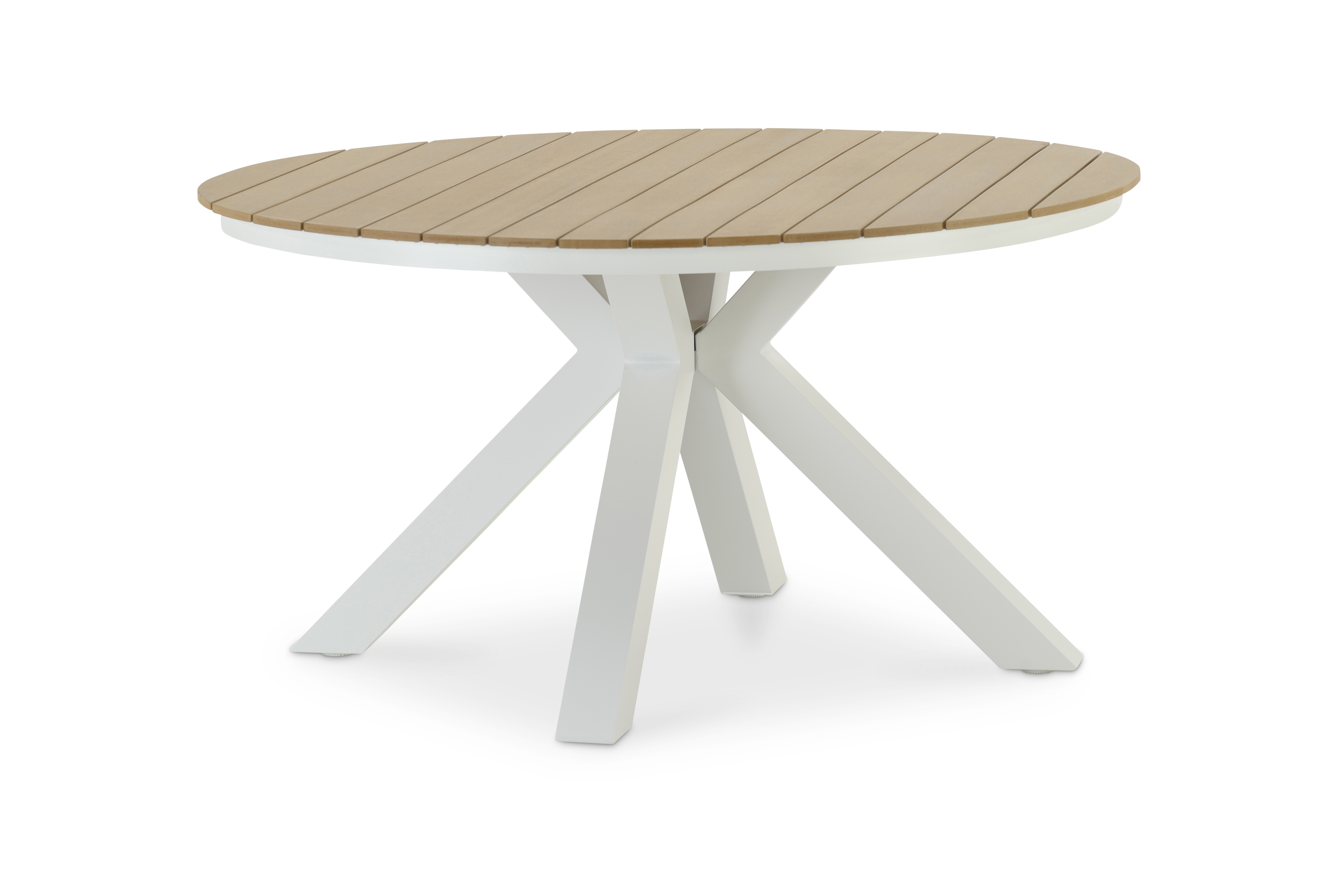 Table ronde imitation bois blanc 140cm