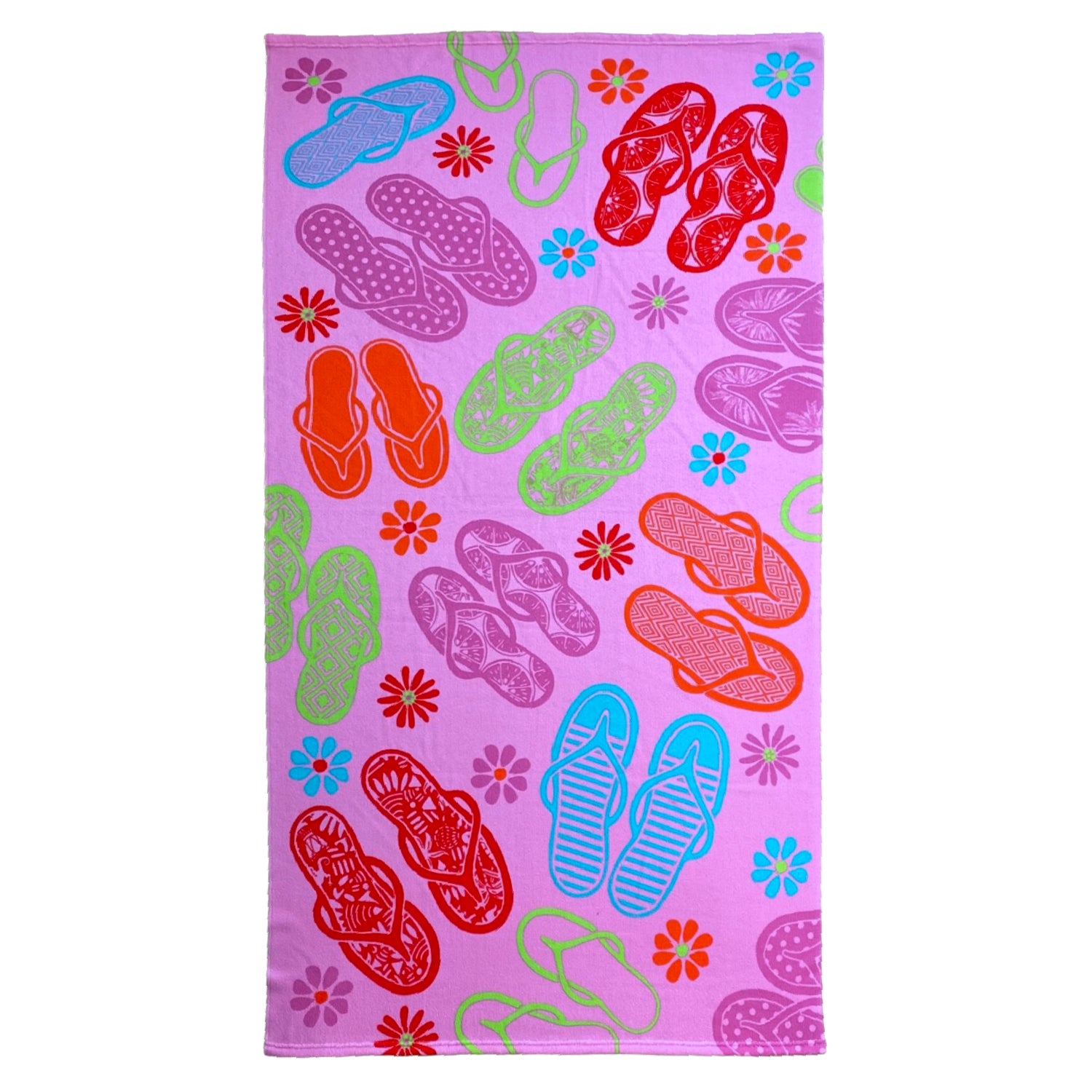 serviette de plage microfibre flipflop 90x170 rose
