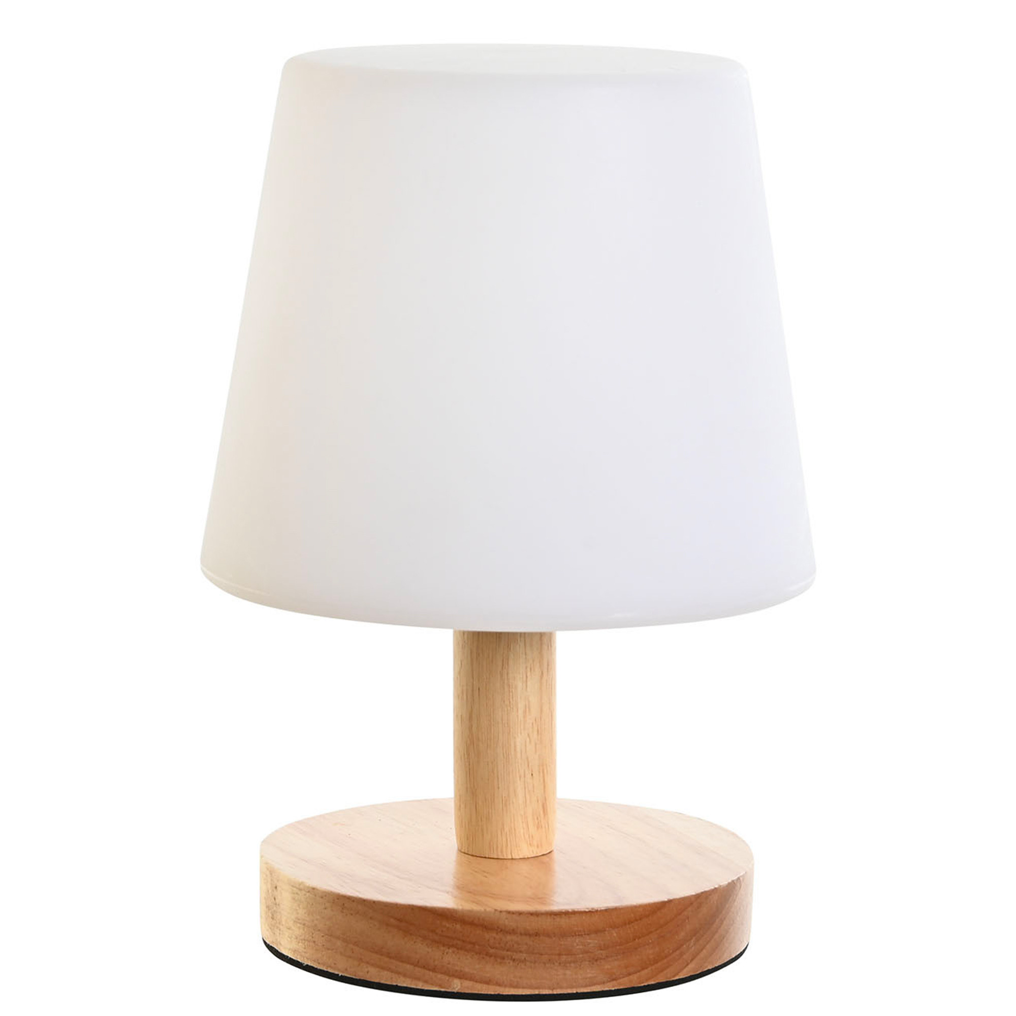 lampe à poser led dimmable bois et blanc 14.5x14.5x22cm