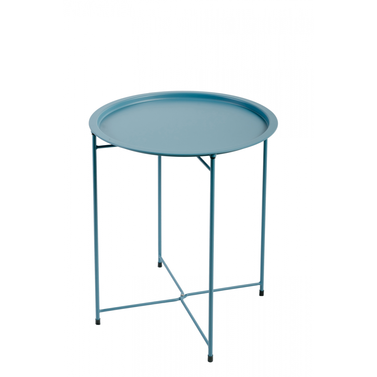 Table d'appoint pliante en acier bleu clair
