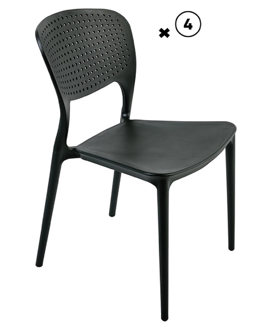 Lot de 4 chaises ajourée en polypropylène noir
