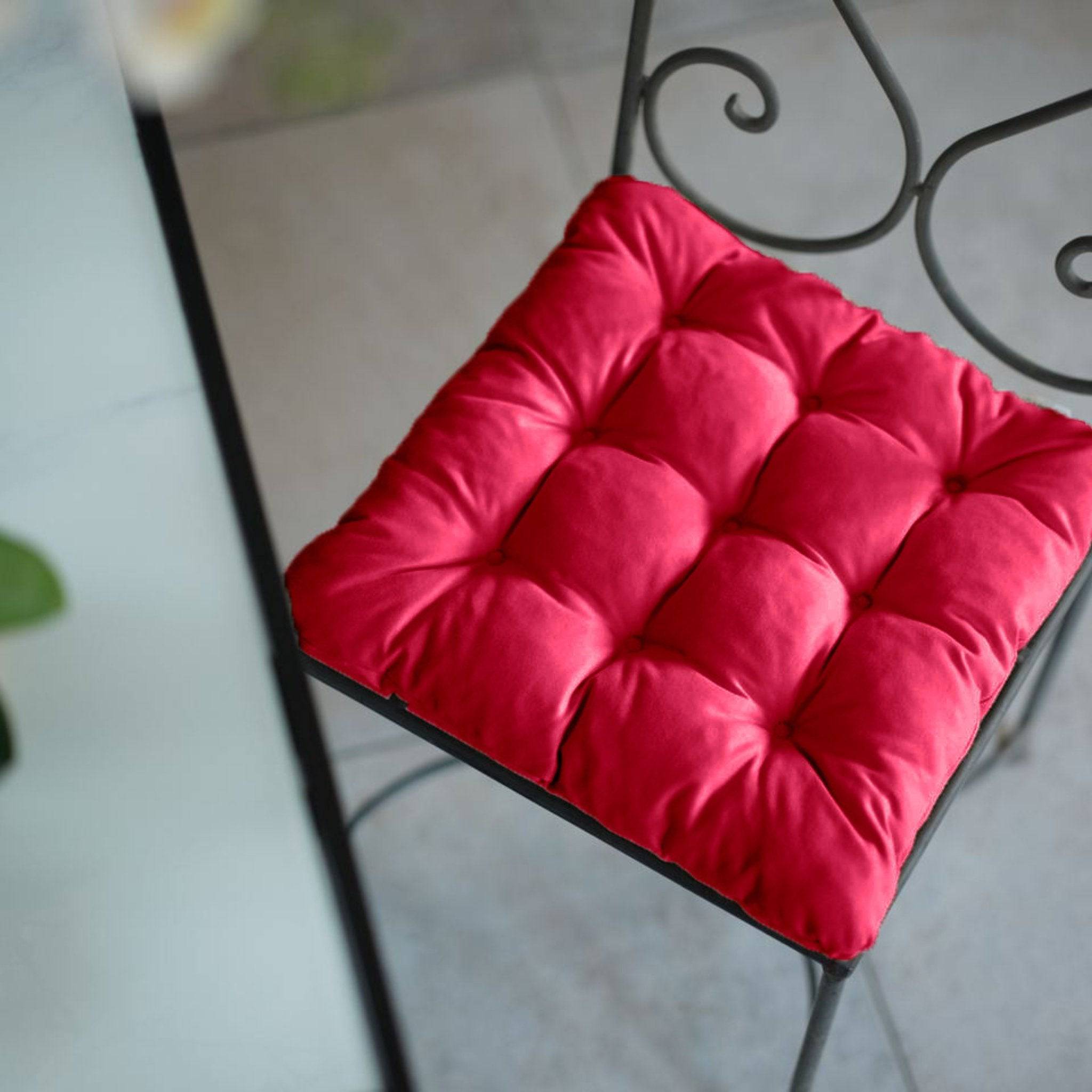 Lot de 4 Galettes de chaise en polyester 40 x 40 cm rouge