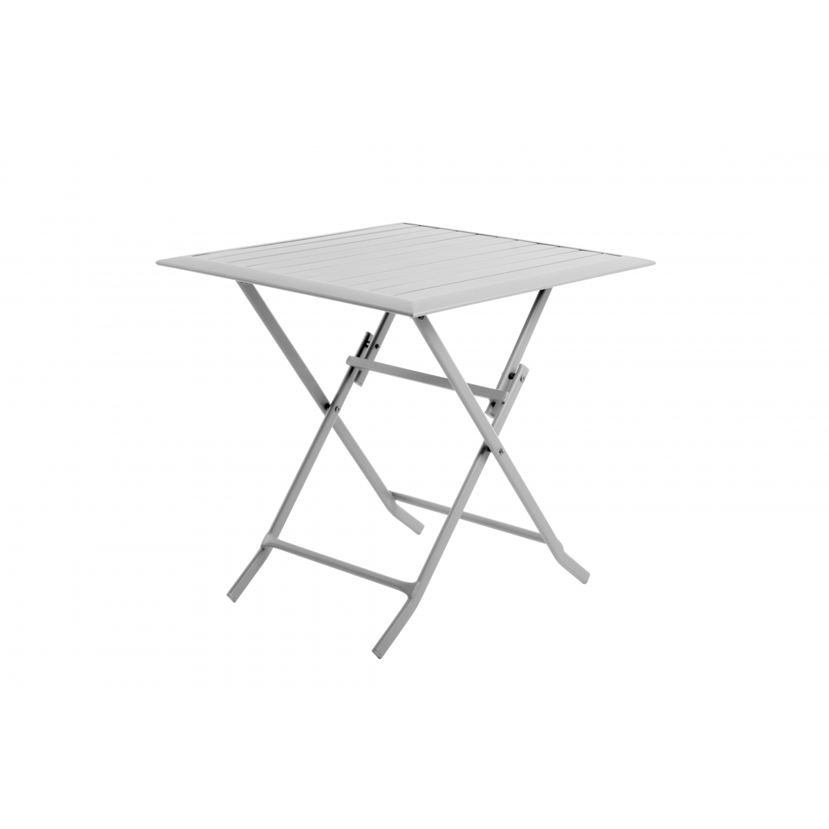 Table pliante carrée en aluminium gris clair