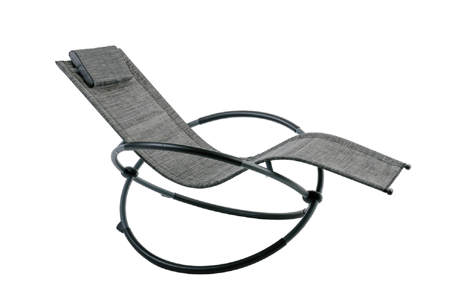 fauteuil à bascule en texaline et acier gris chiné