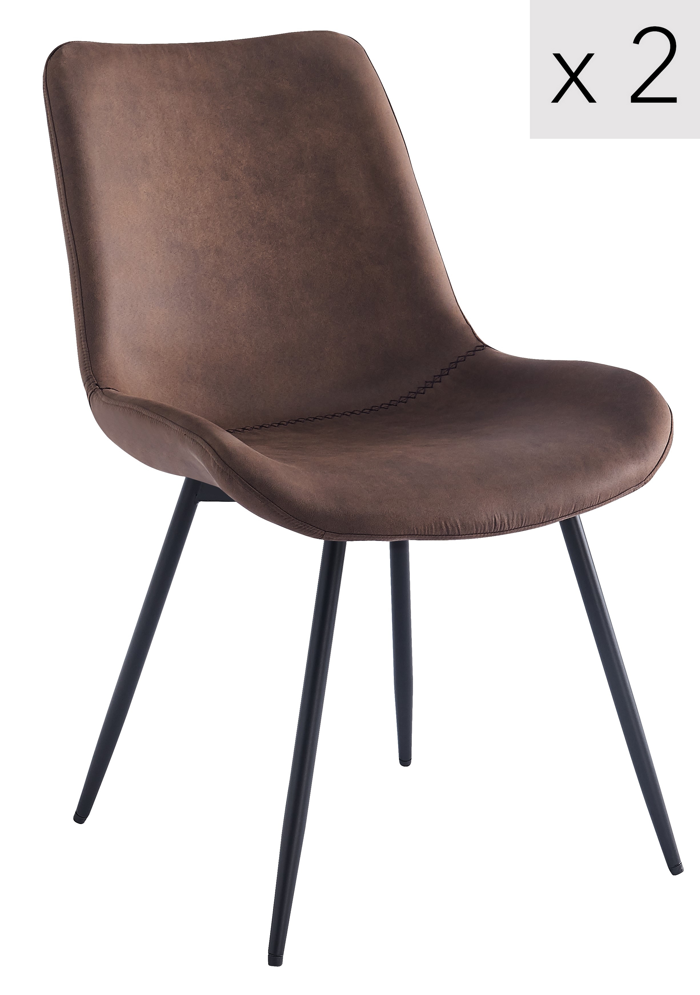 Lot de 2 chaises en métal et simili marron