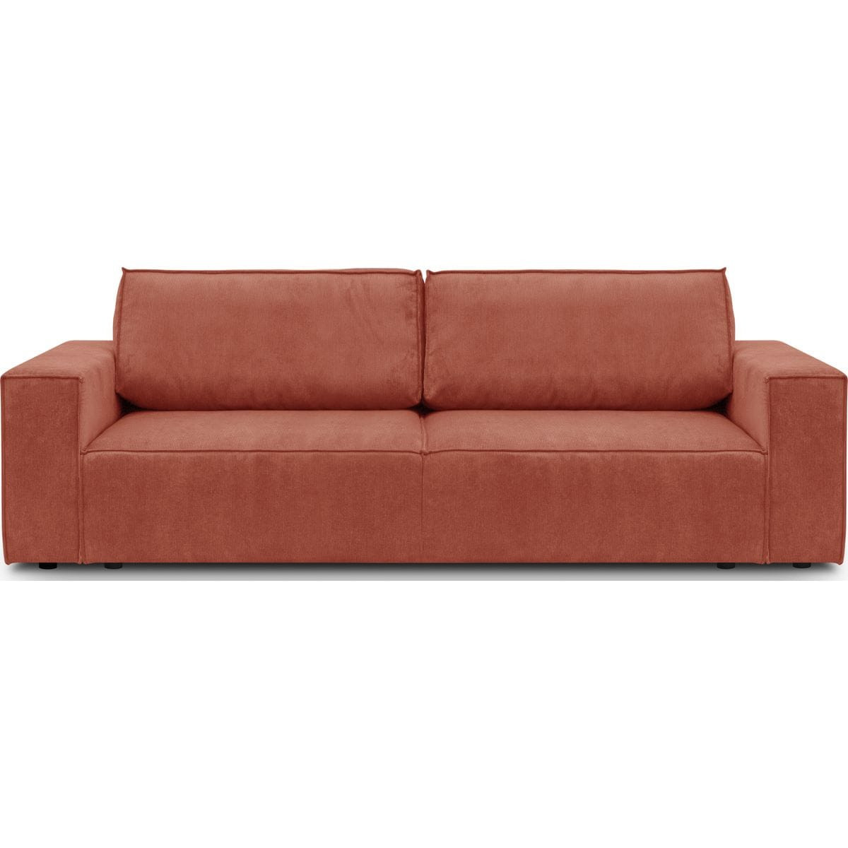 Canapé 3 places convertible + coffre en velours fines côtes terracotta