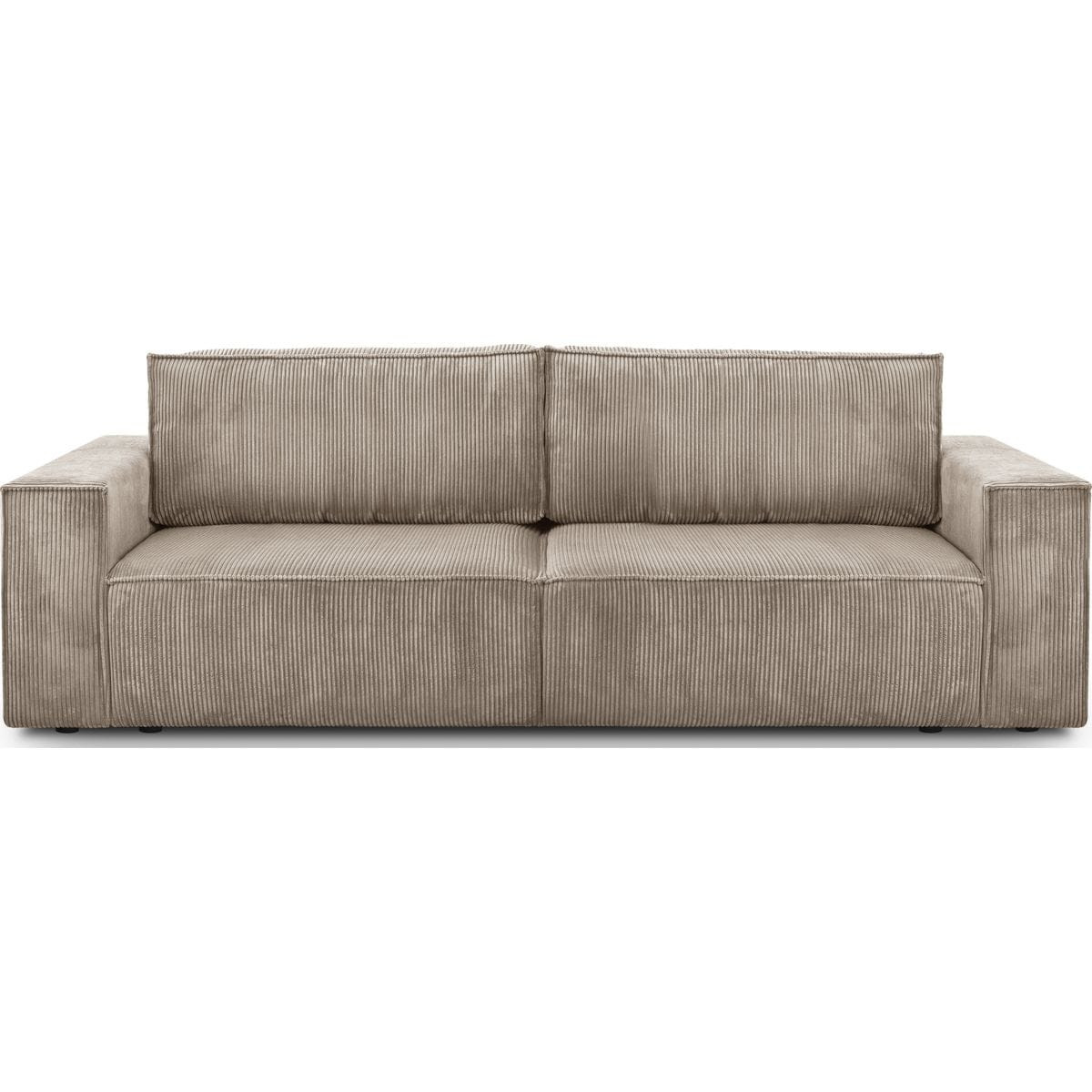 Canapé 3 places convertible + coffre en velours côtelé taupe