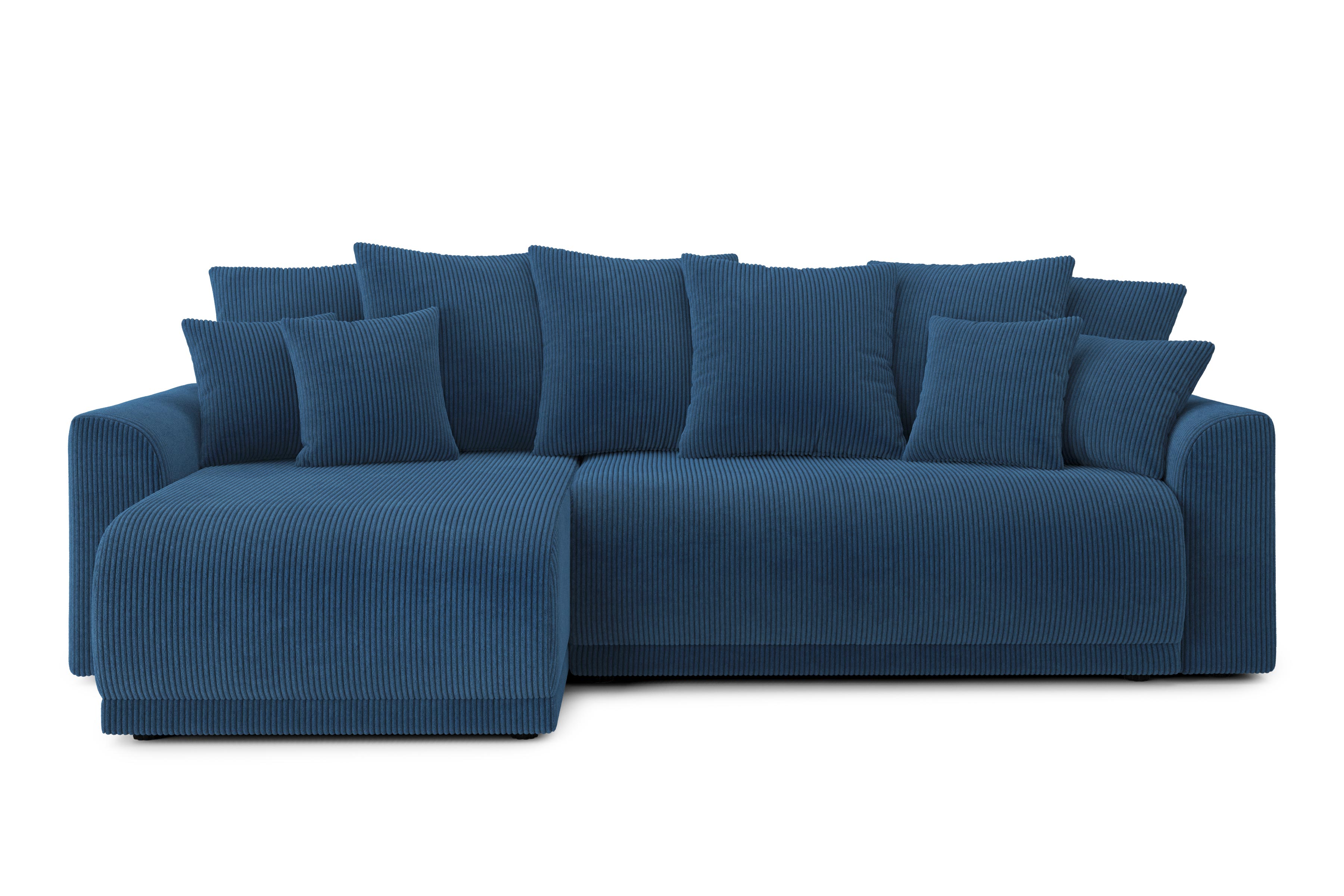 Canapé d'angle 4 places Bleu Velours Confort