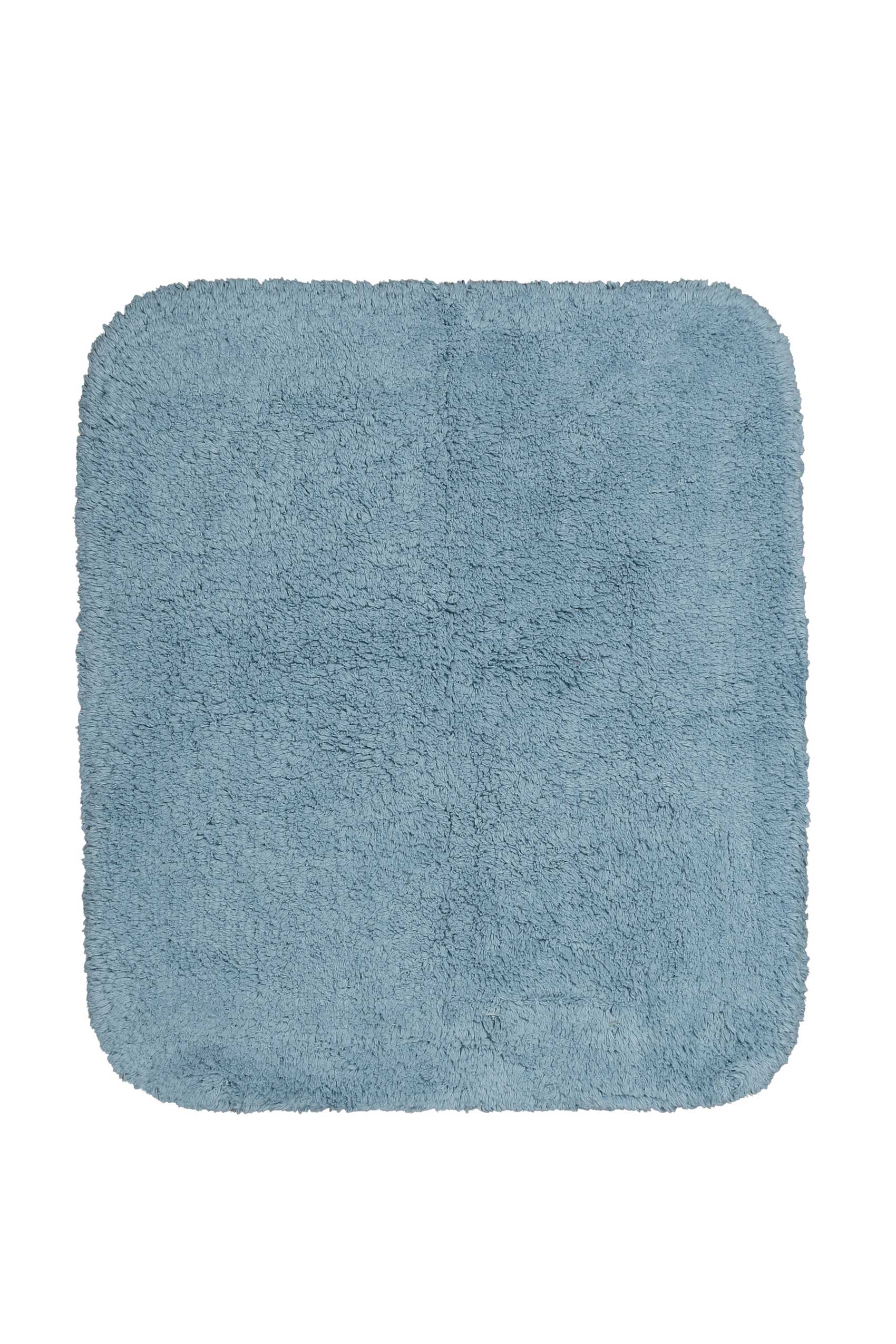 tapis de bain doux bleu coton 55x65