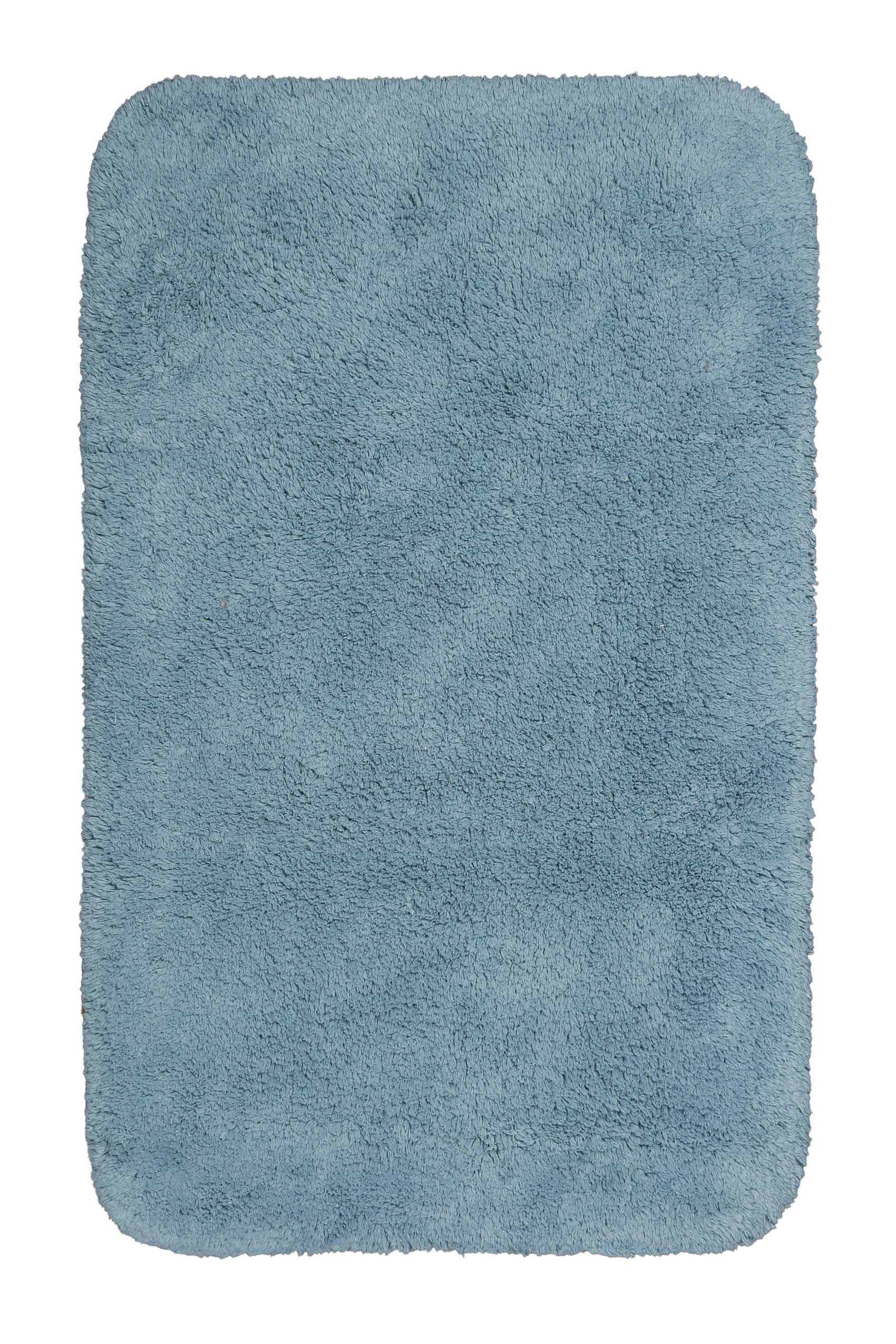 tapis de bain doux bleu coton 80x150