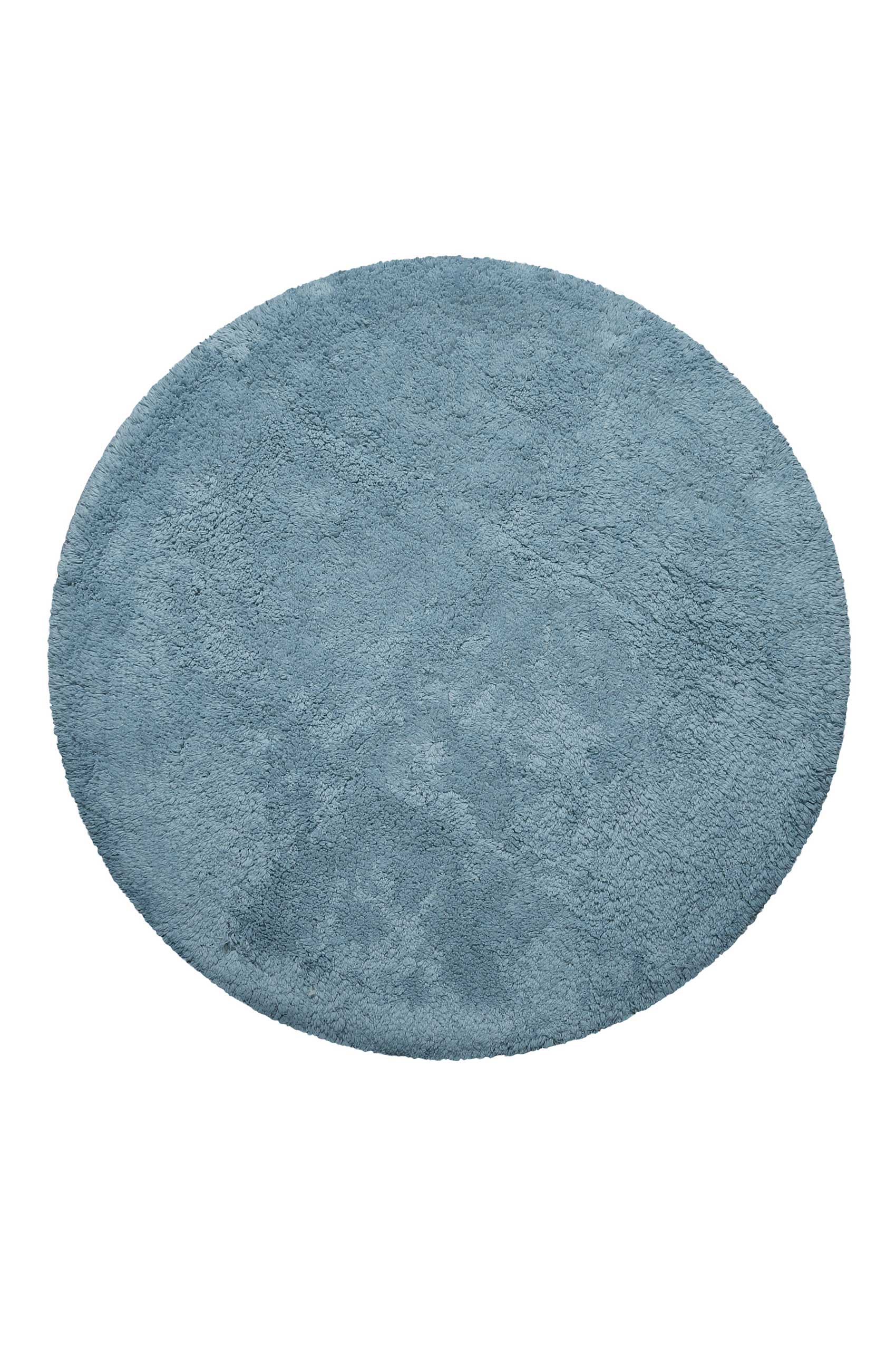 tapis de bain rond doux bleu coton 90 rd.