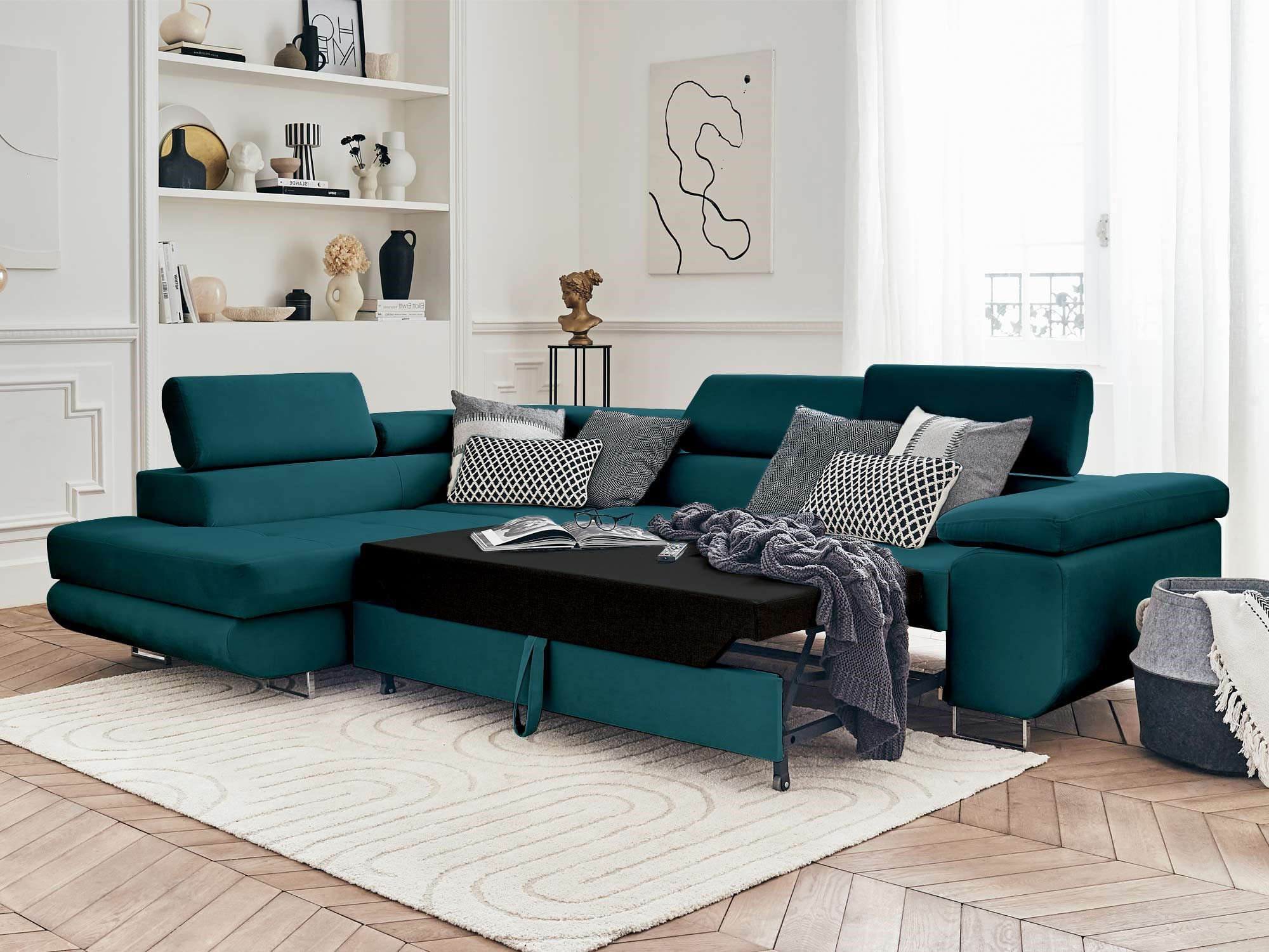 pablo - Canapé velours côtelé Bleu - Vue supplémentaire 2