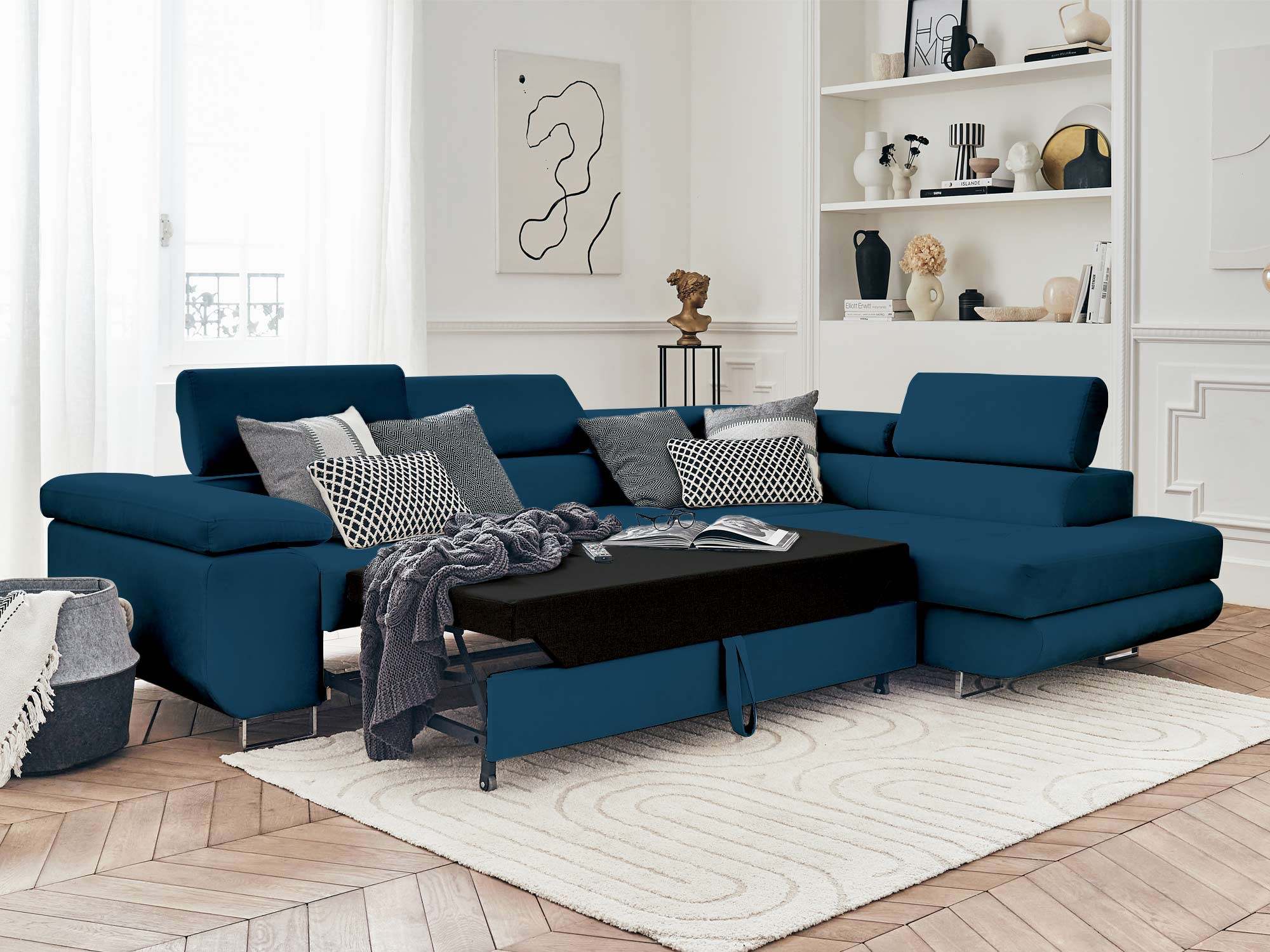 pablo - Canapé velours côtelé Bleu - Vue supplémentaire 2
