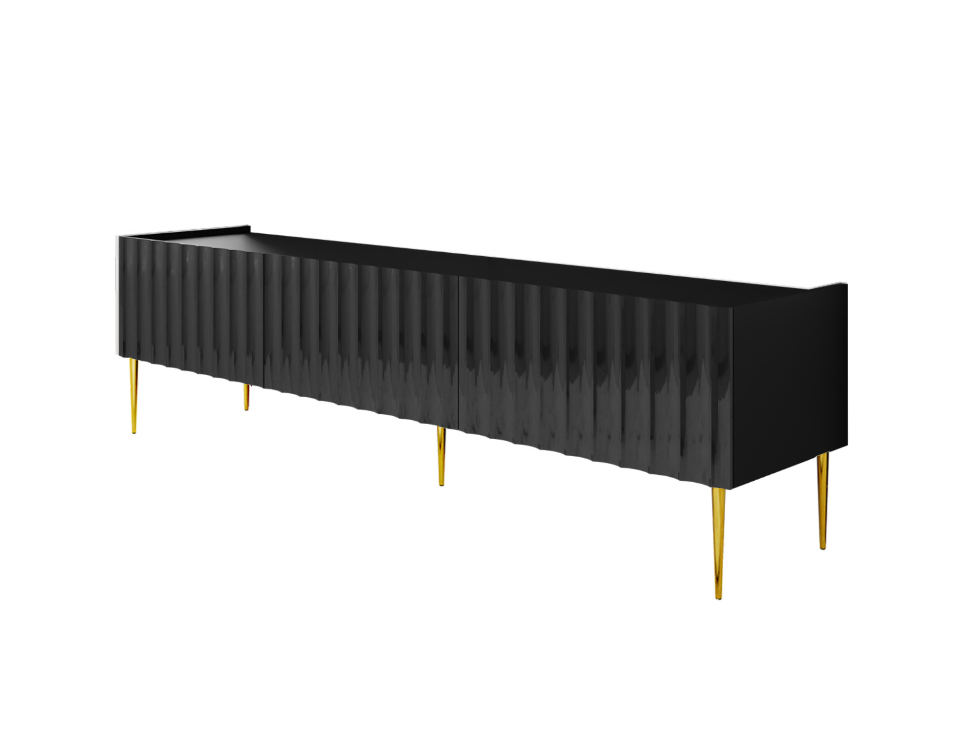 Meuble TV style contemporain 180 cm noir / doré