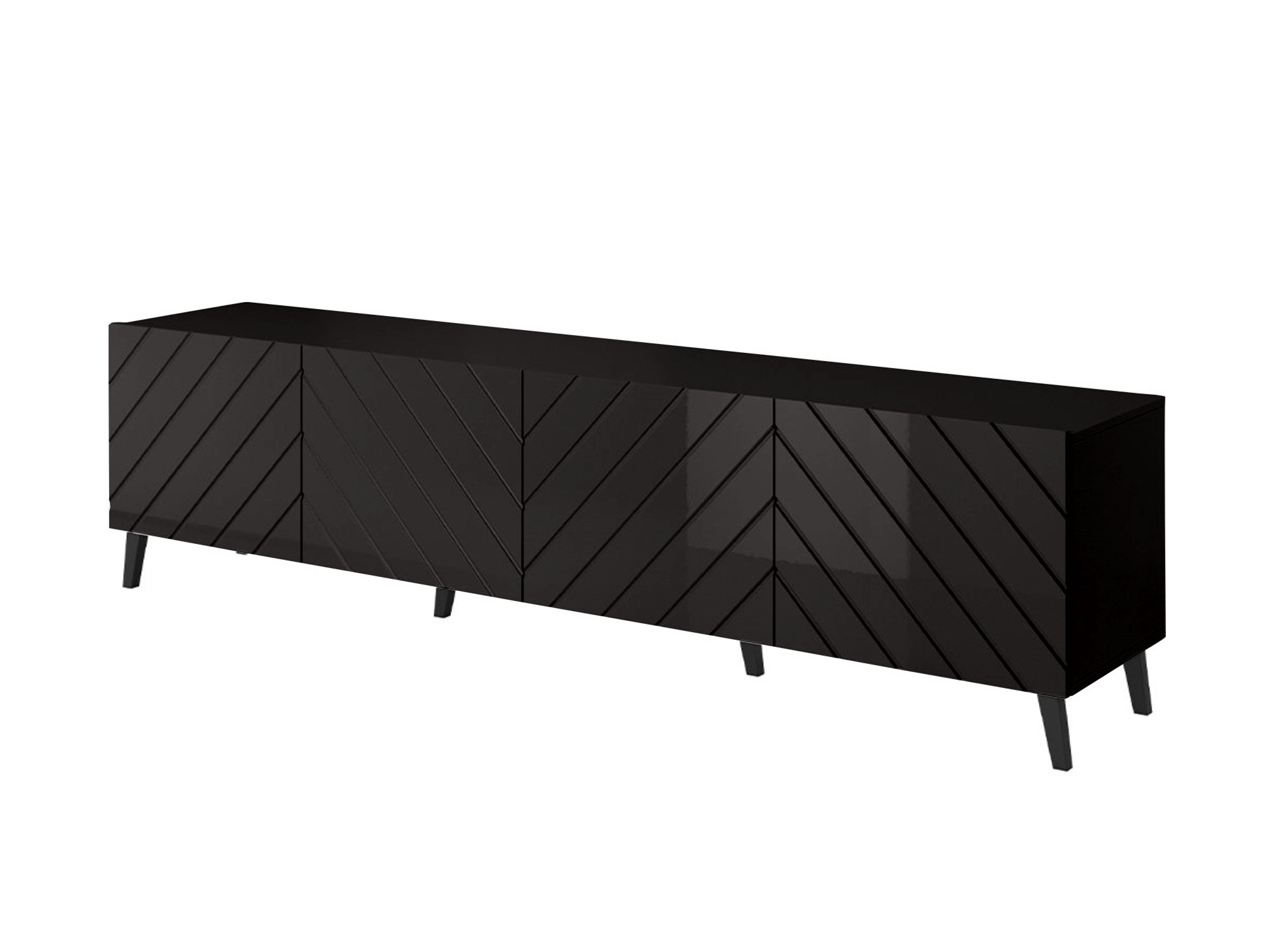 Meuble TV style contemporain 200 cm noir