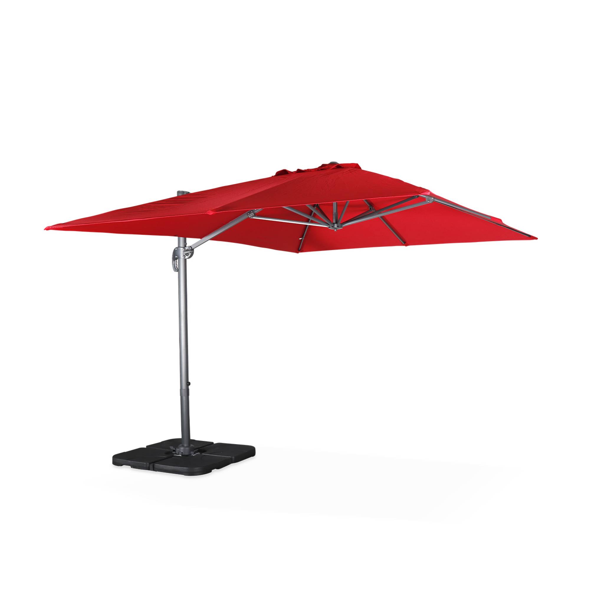 Parasol déporté rouge 3x4m + dalles