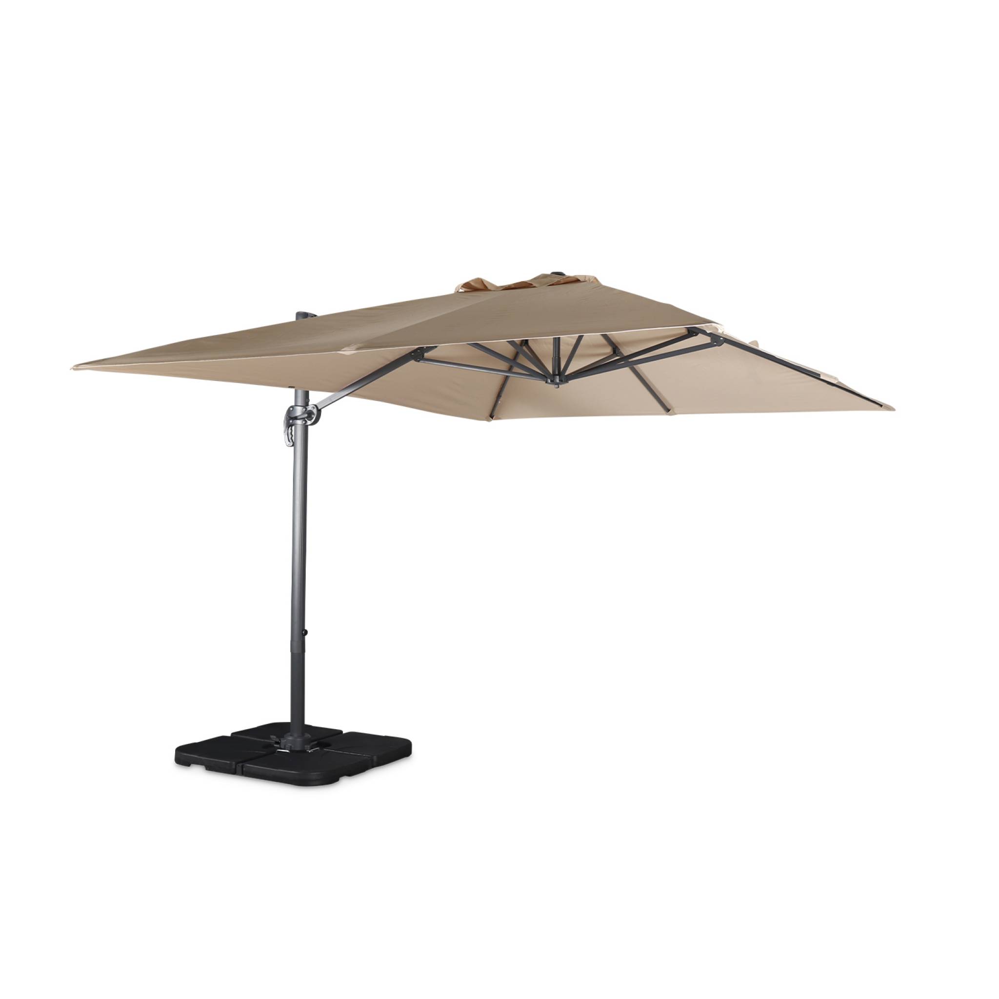 Parasol déporté beige 3x4m + dalles