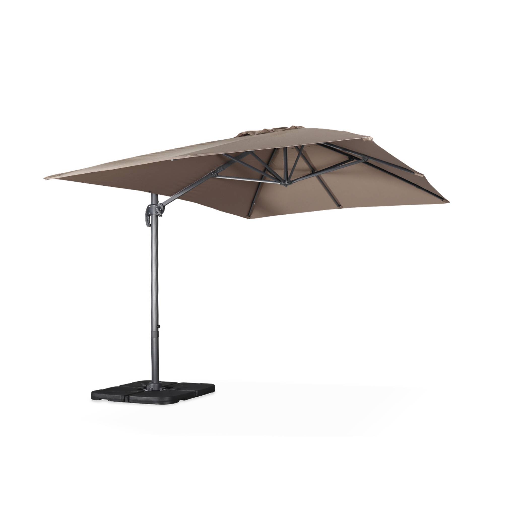 Parasol déporté taupe 3x4m + dalles