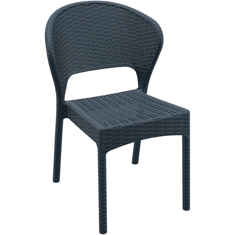 Chaise d'extérieur empilable en polypropylène coloris gris foncé