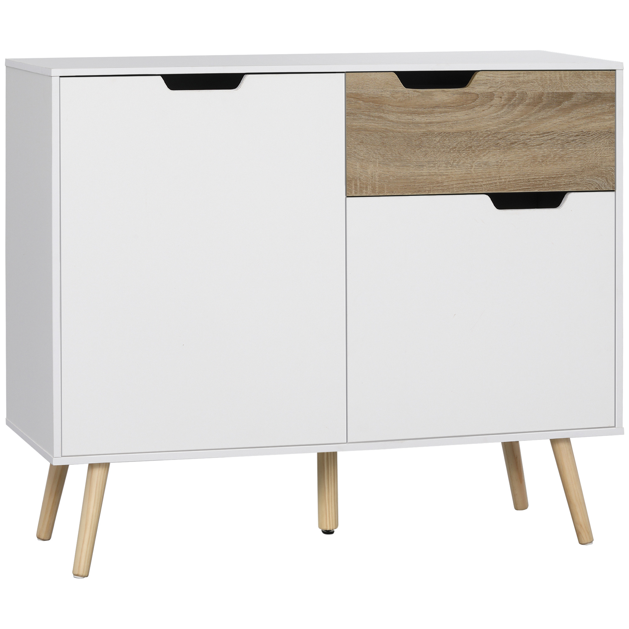 Buffet design scandinave 2 portes tiroir blanc aspect bois