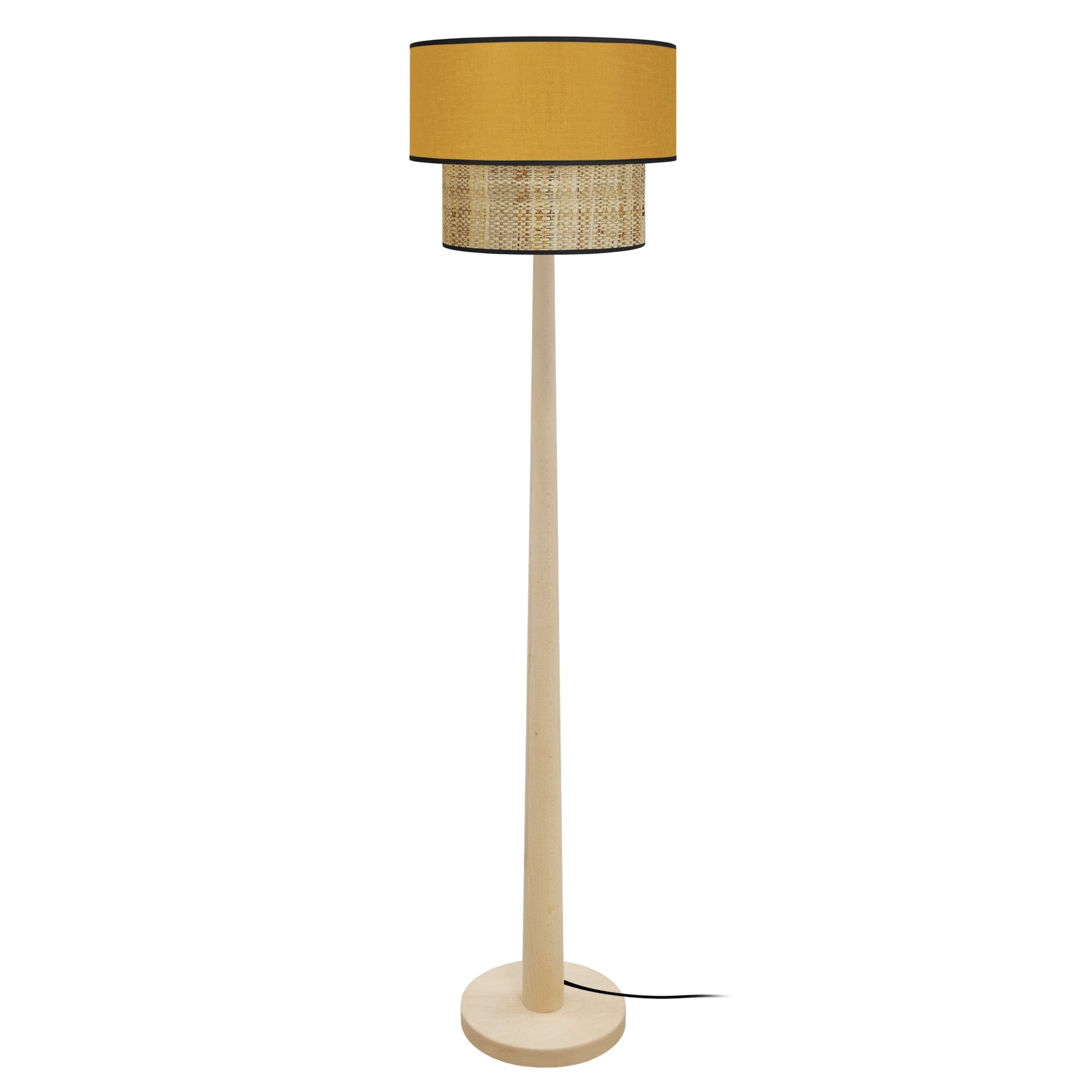 Lampadaire bois naturel et jaune