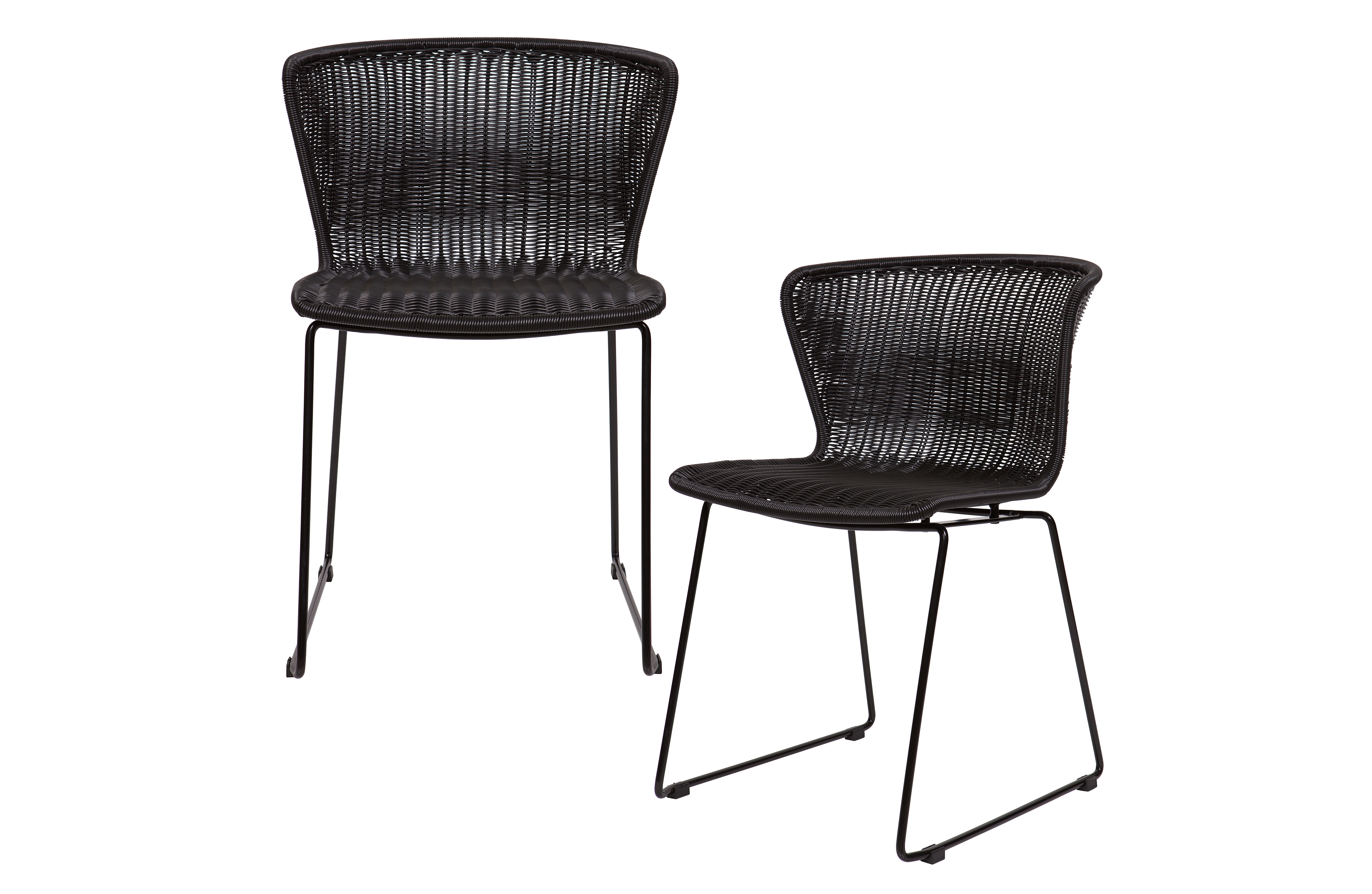 Lot de 2 chaises intérieur extérieur aspect rotin noir