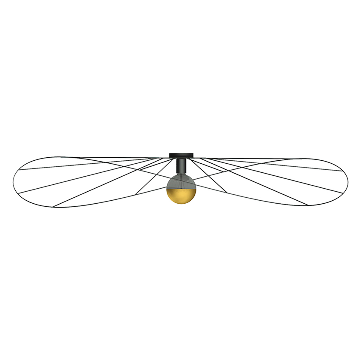 Lampe murale ovale en métal, noir L: 140cm