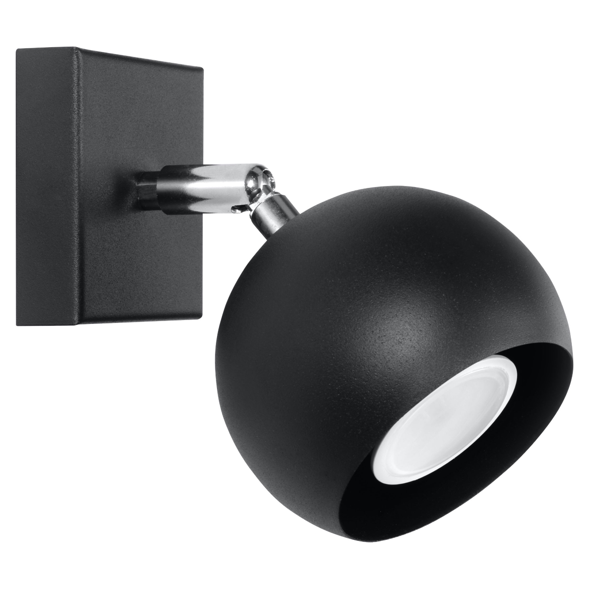 Applique rond en métal, noir L: 10cm