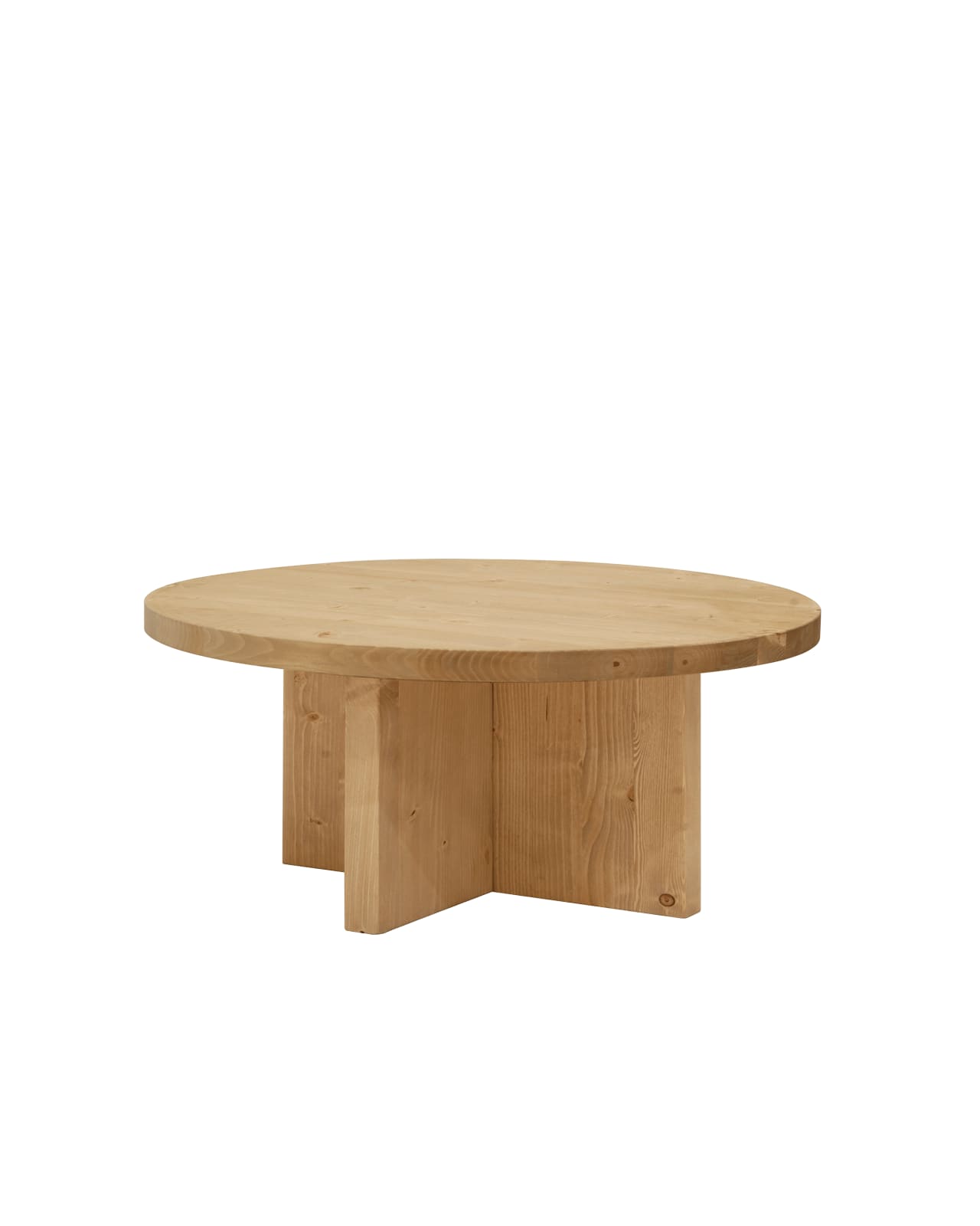 Table basse ronde en bois de sapin marron Ø88×32,2cm