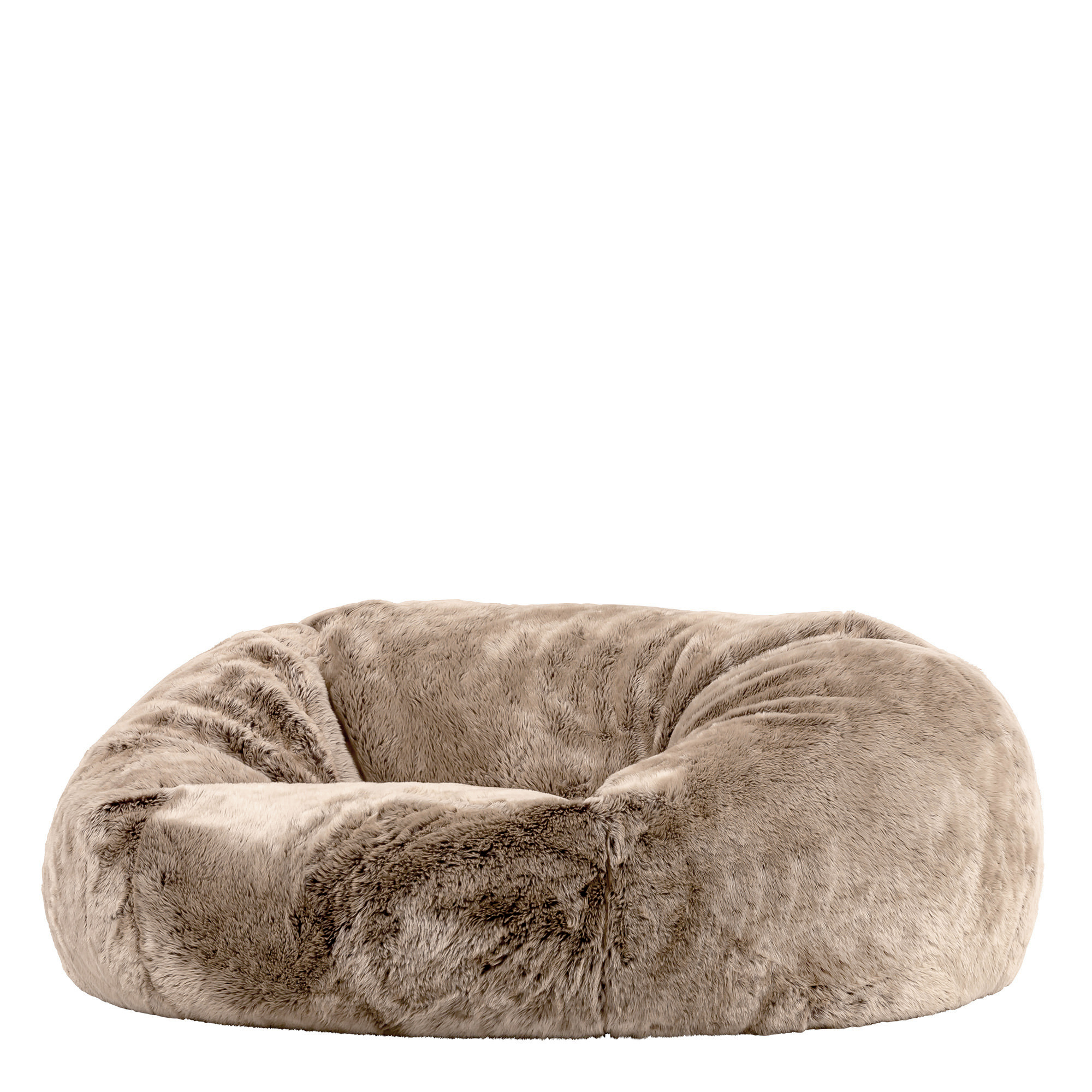 pouf géant canapé fausse fourrure beige vison