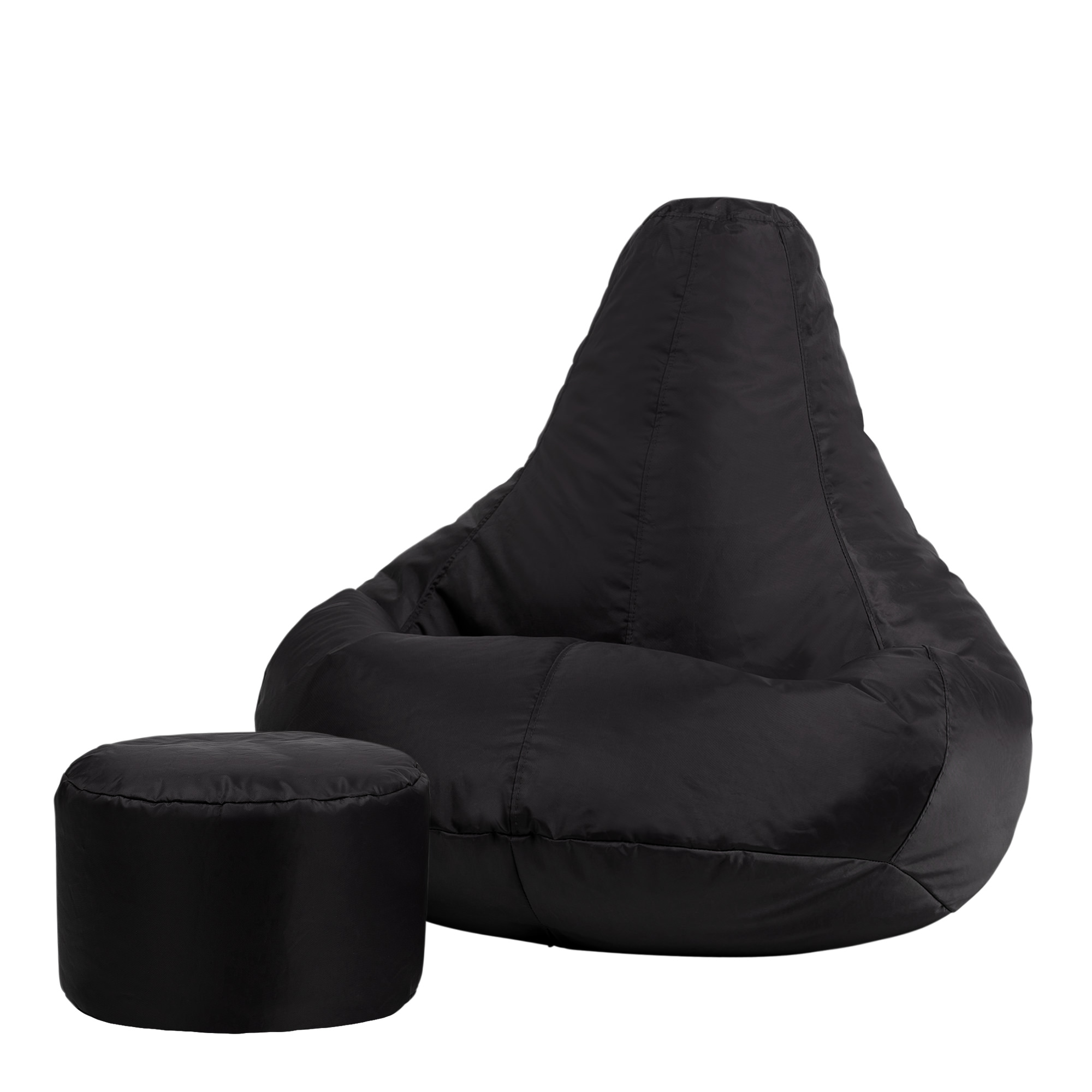 Pouf inclinable avec repose-pied extérieur noir