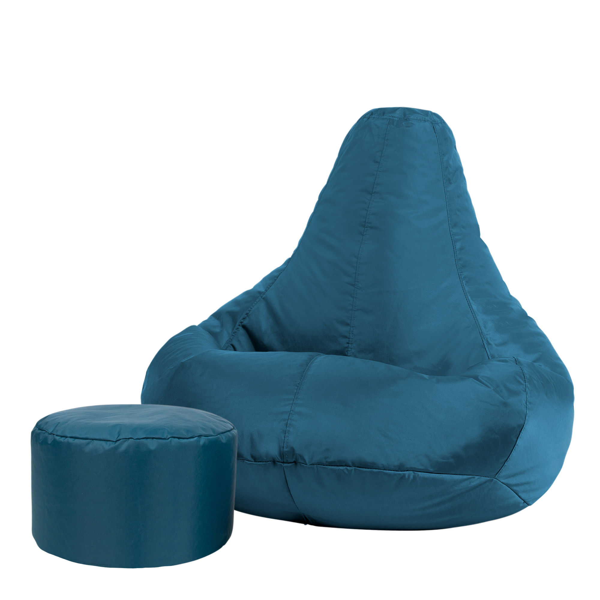 Pouf inclinable avec repose-pied extérieur bleu canard