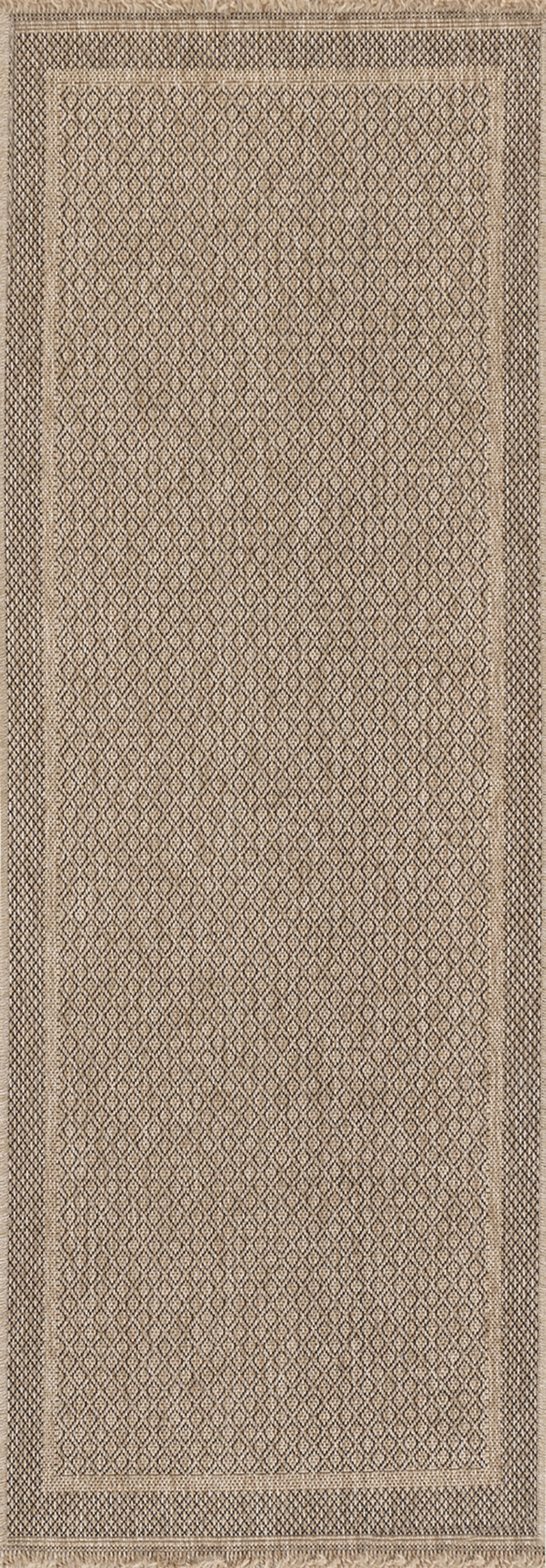 Tapis d'Extérieur/Intérieur Aspect Jute Beige/Noir 80x220