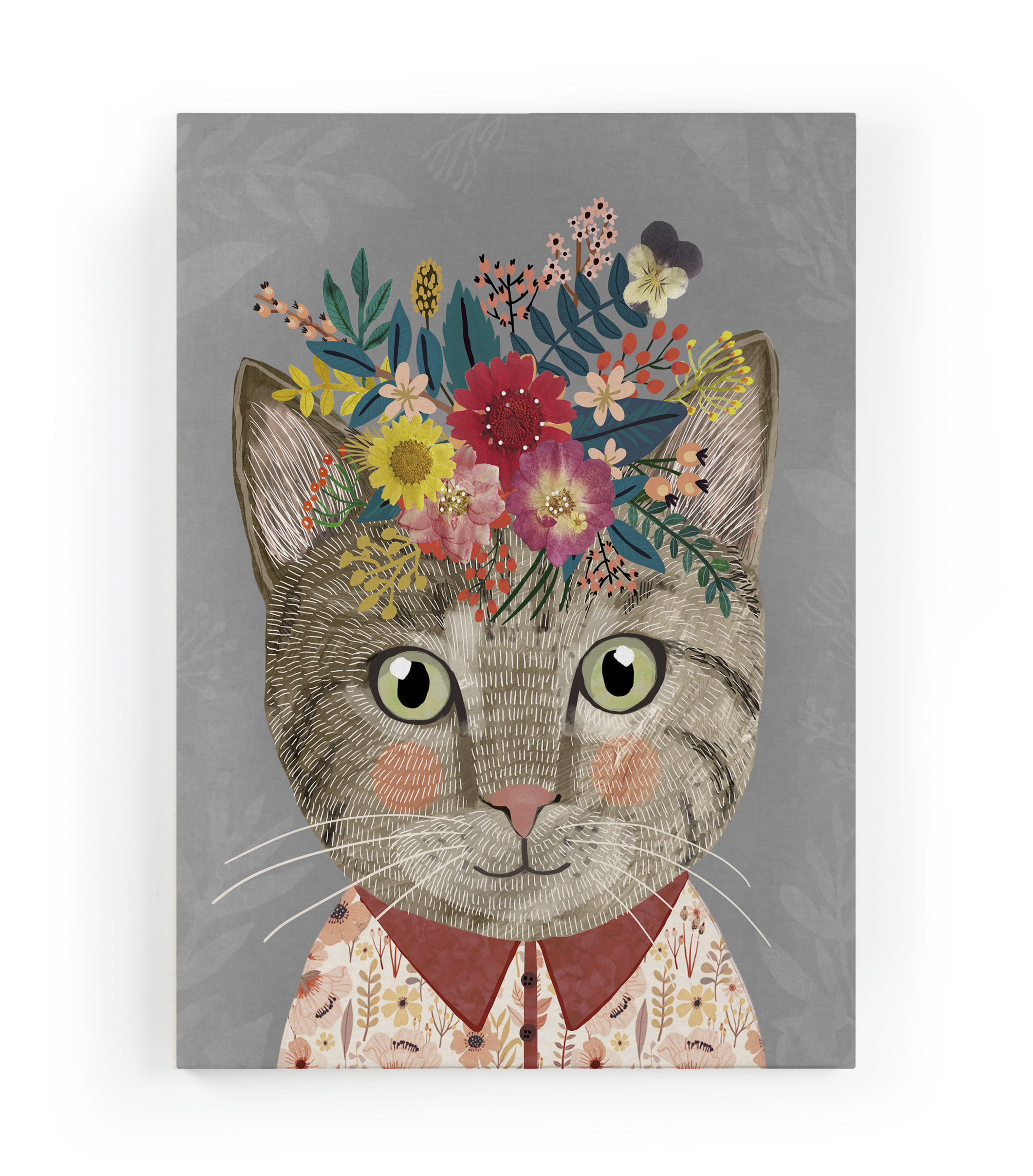 Peinture sur toile 60x40 Imprimé Chat Florale
