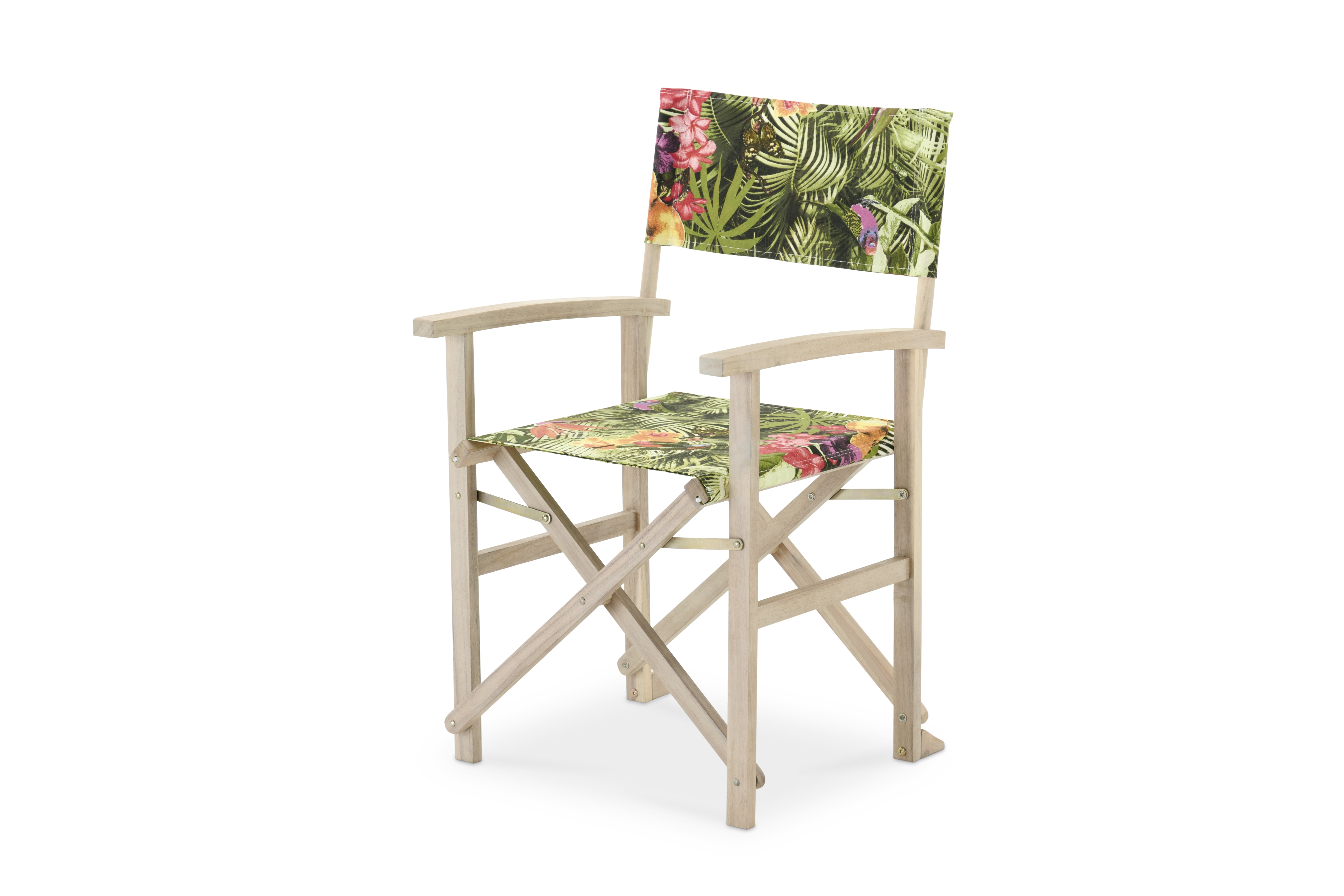 Fauteuil directeur tissu jungle bois collable couleur claire