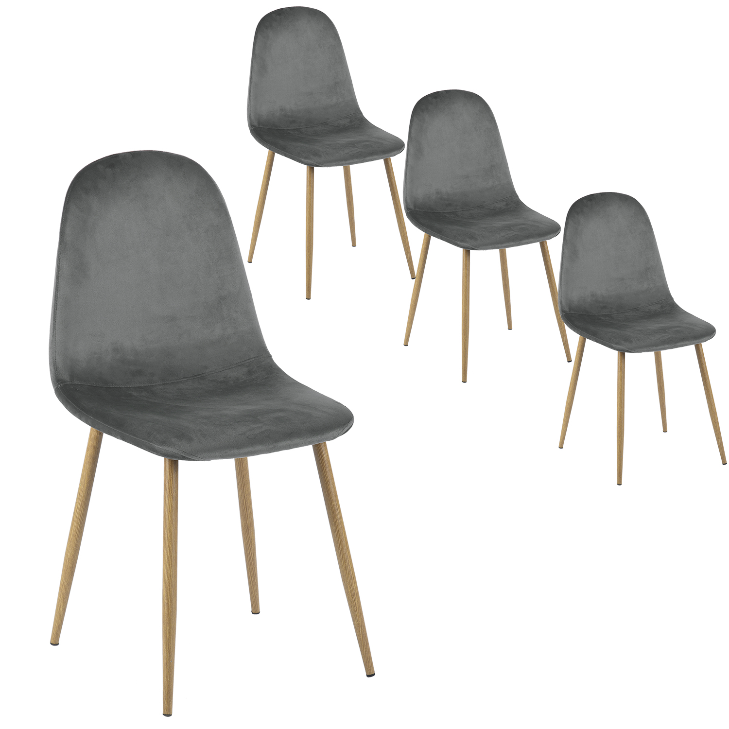 Chaises scandinaves dépareillées ajourées pieds en bois x4 - MANDY