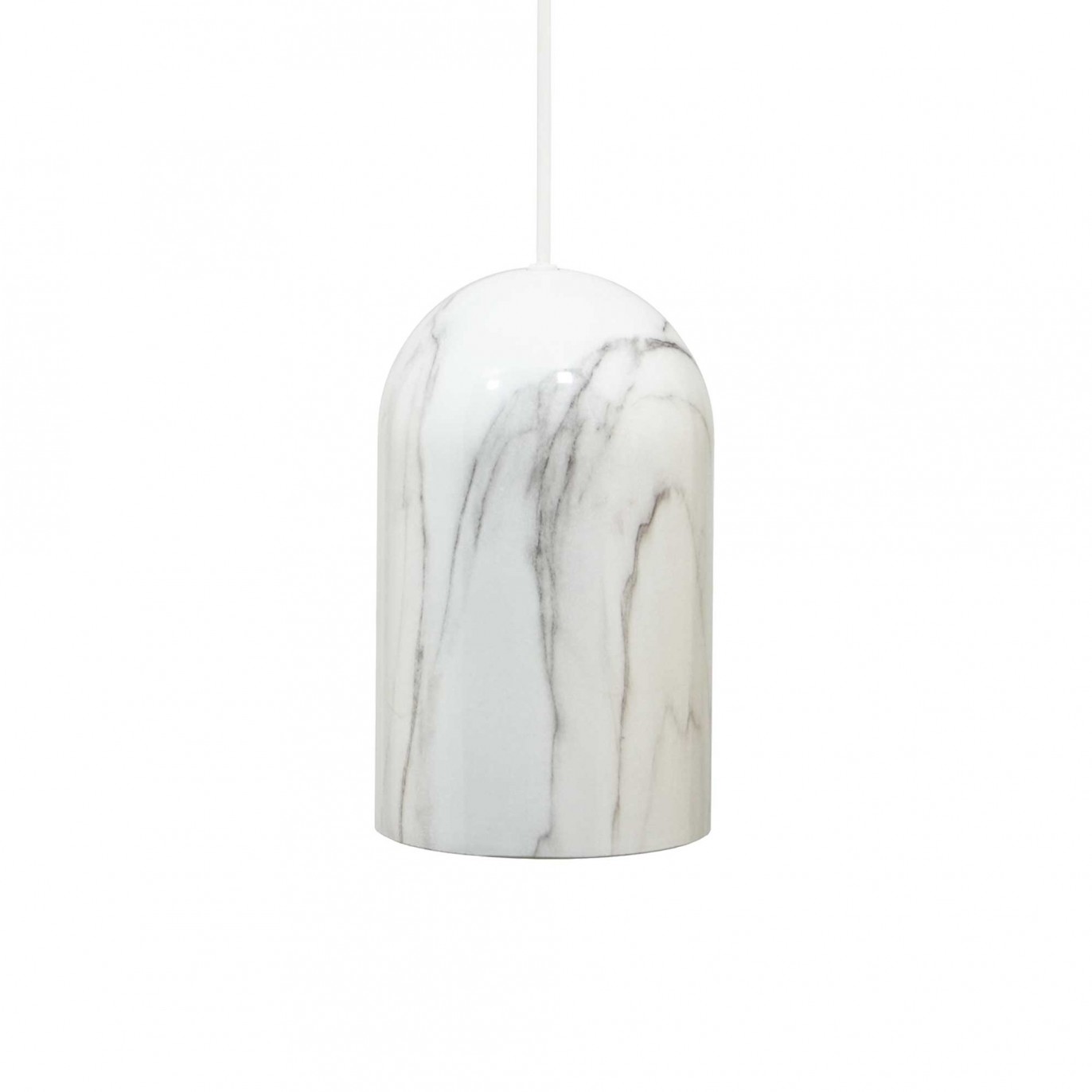 Suspension en verre peint blanc marbré