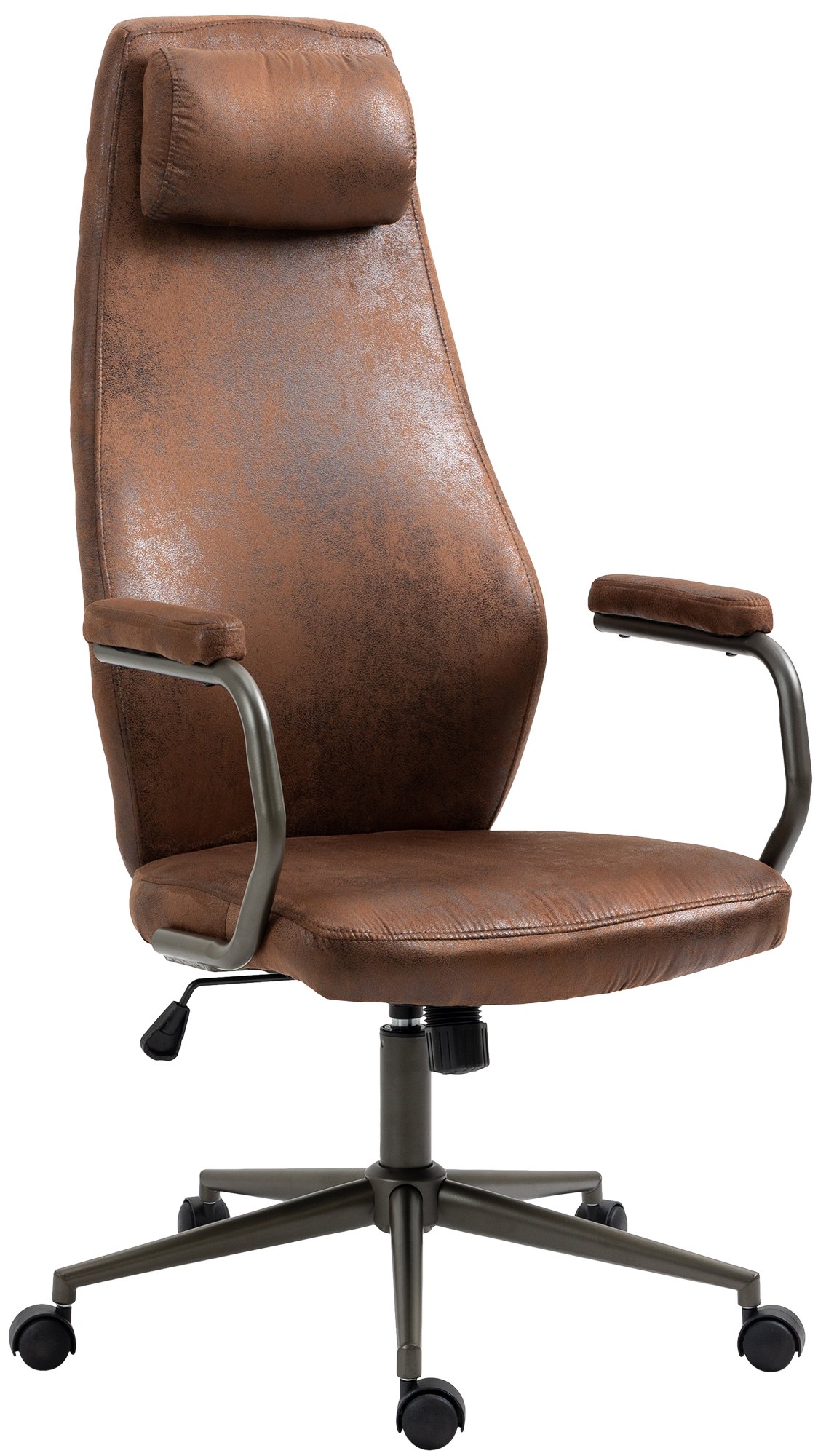 chaise de bureau réglable pivotant ergonomique en similicuir cognac
