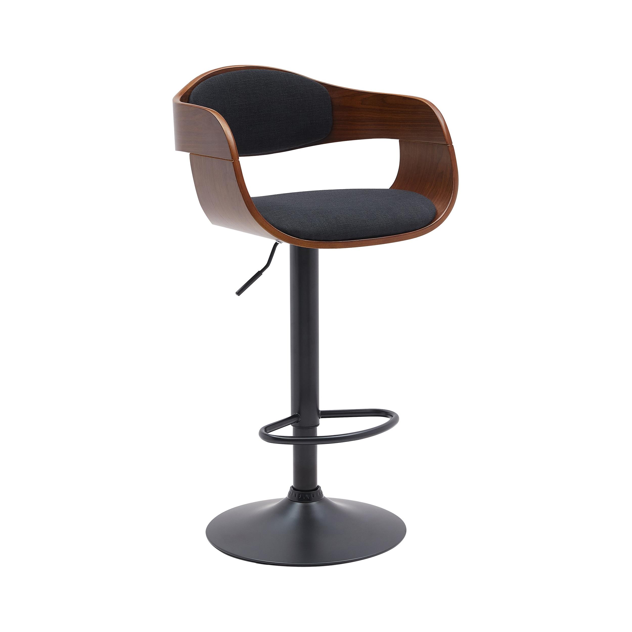 Tabouret de bar ajustable pivotant tissu Noyer / Noir