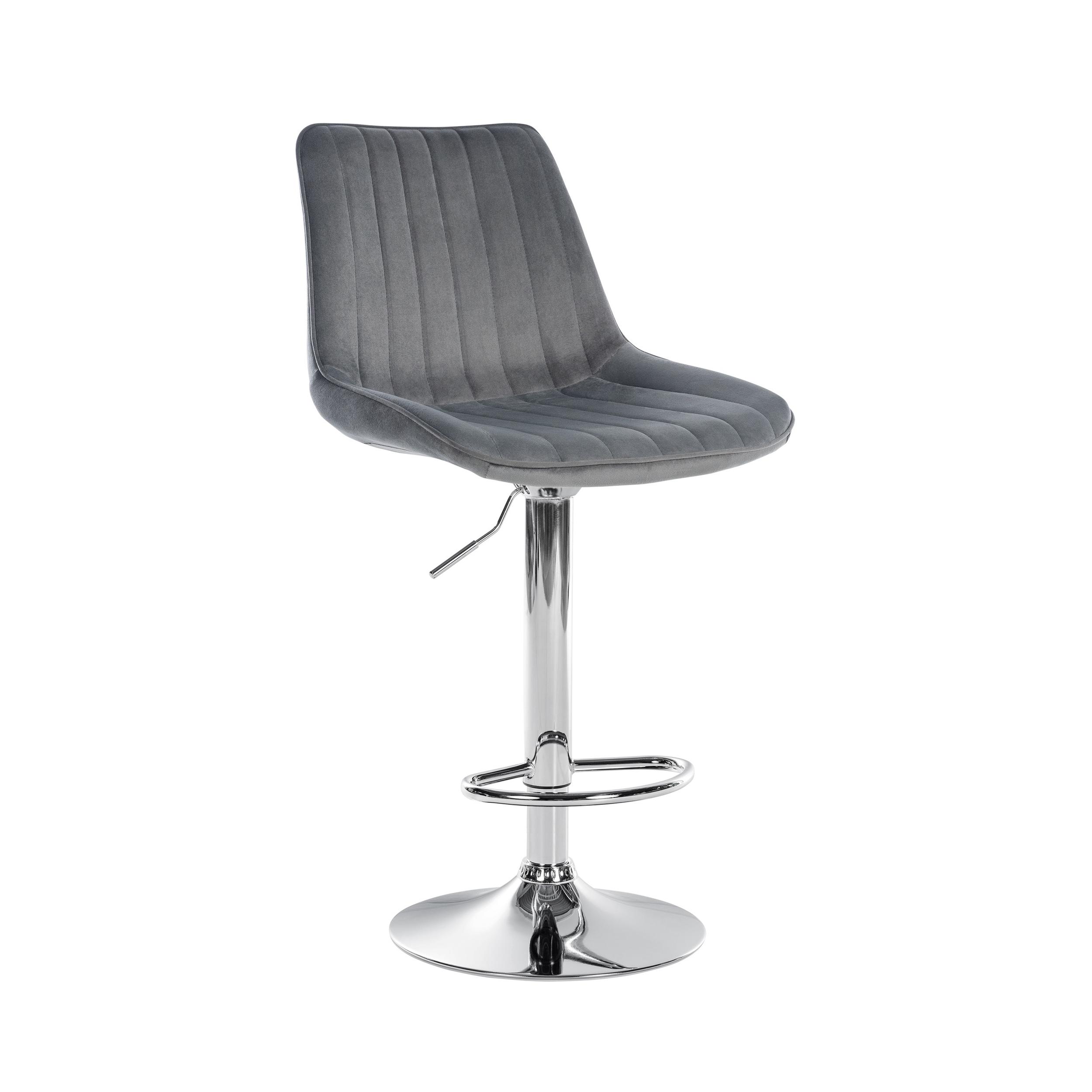Tabouret de bar velours ajustable pivotant velours Gris foncé