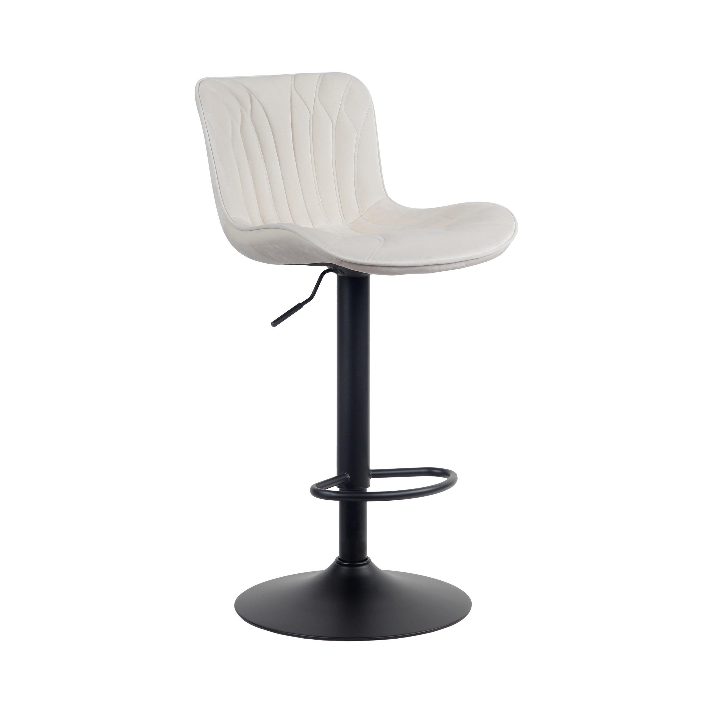 Tabouret de bar ajustable pivotant velours Crème