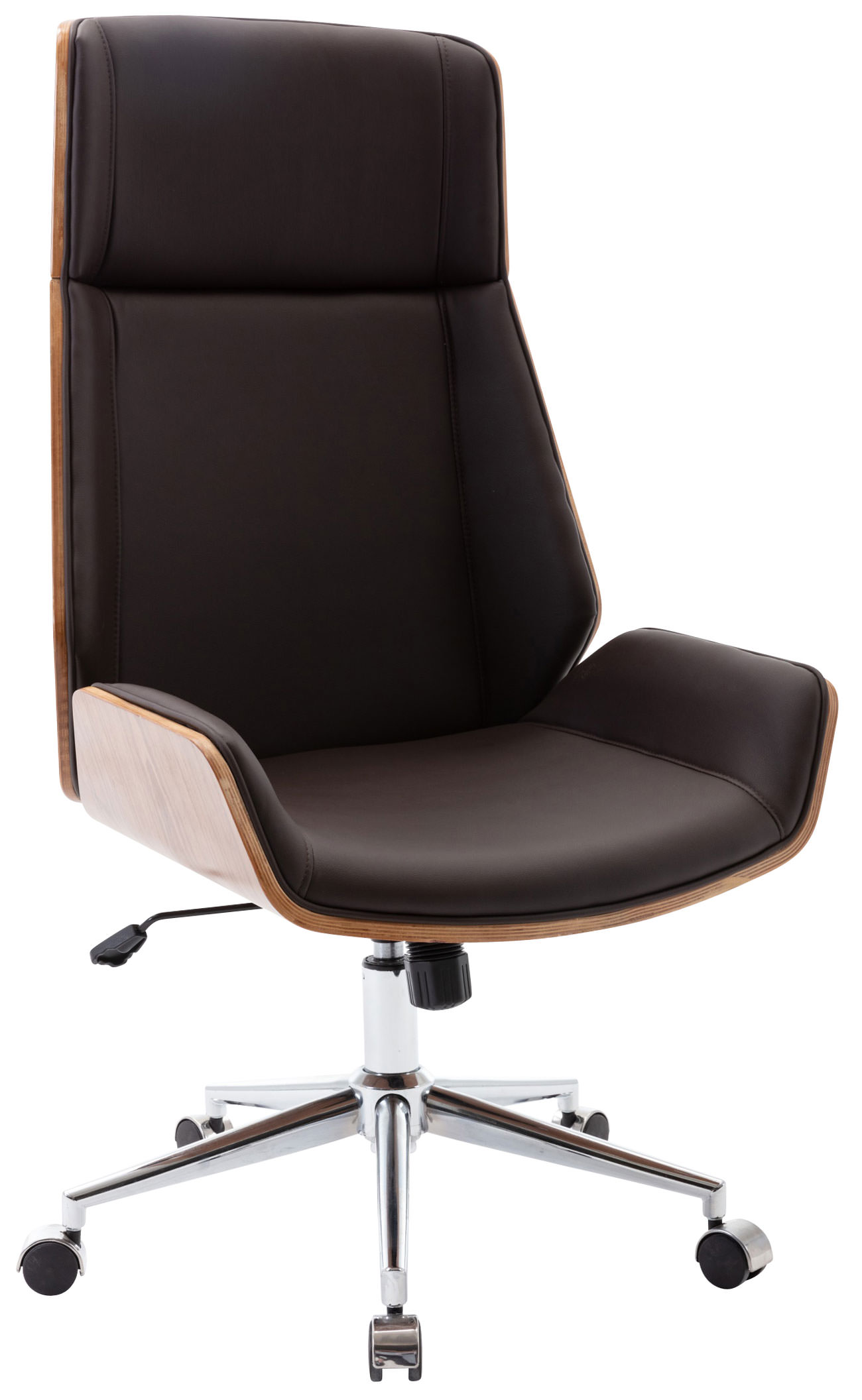 chaise de bureau réglable en similicuir noyer / marron