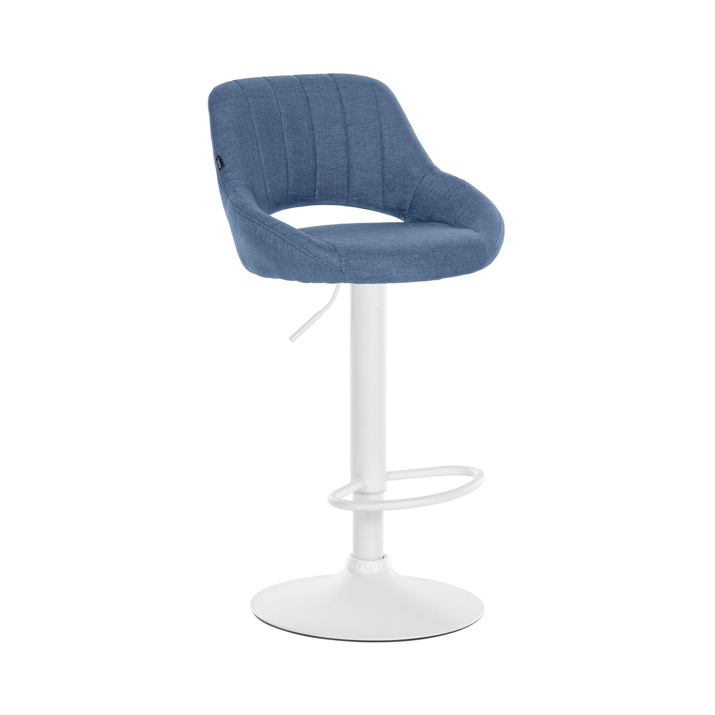 Tabouret de bar en tissu ajustable pivotant tissu Bleu