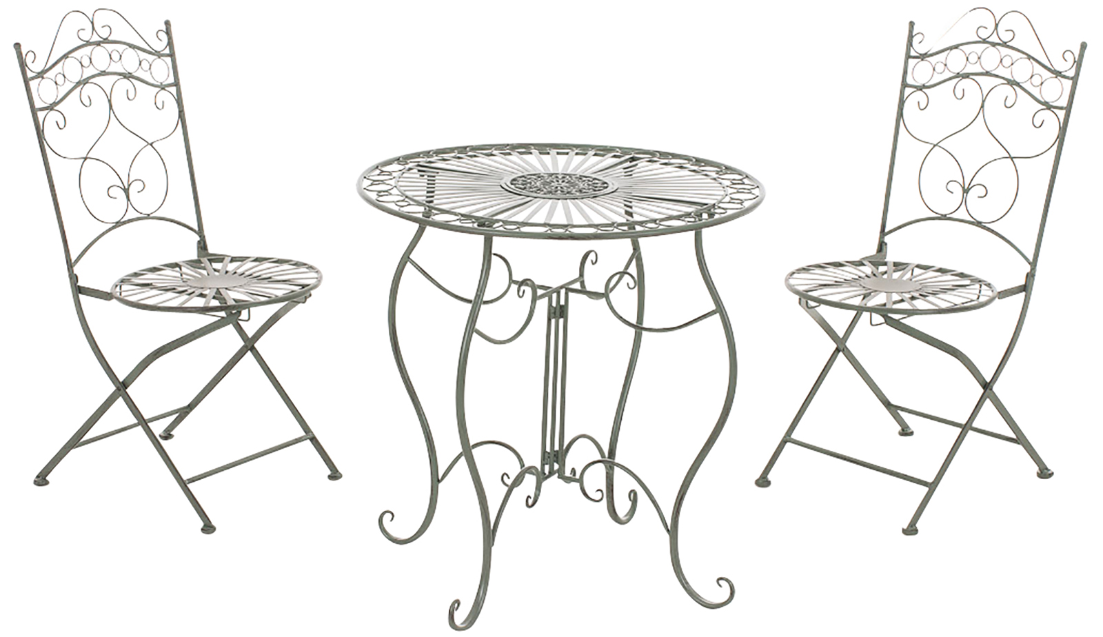 Ensemble table et chaises de jardin en métal Vert antique